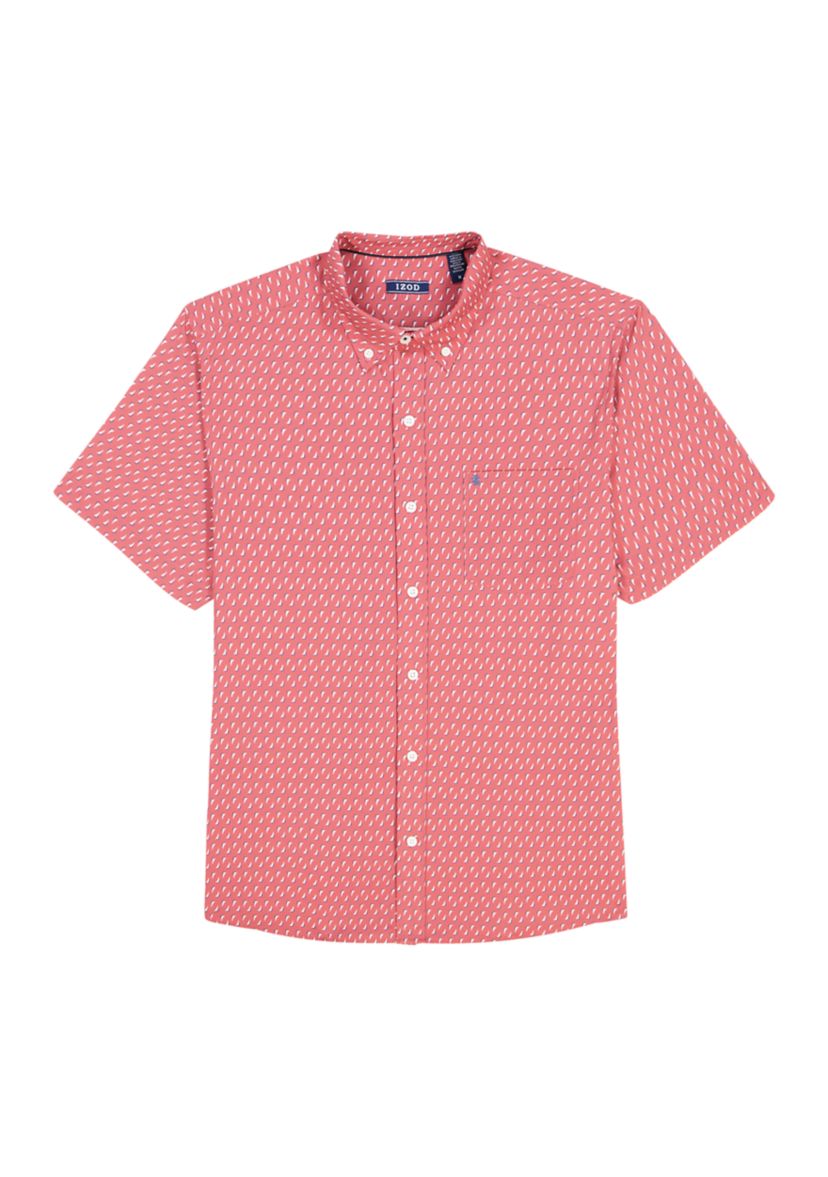 Short Sleeve Breeze Woven Geometric Print Shirt