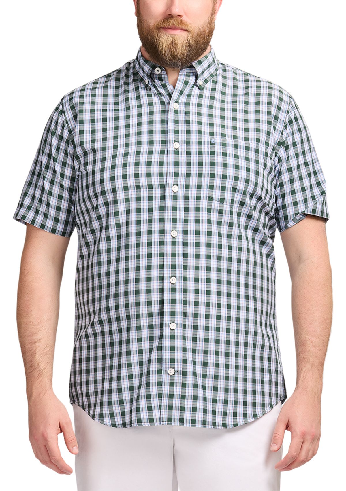 Big & Tall Short Sleeve Breeze Woven Plaid Shirt