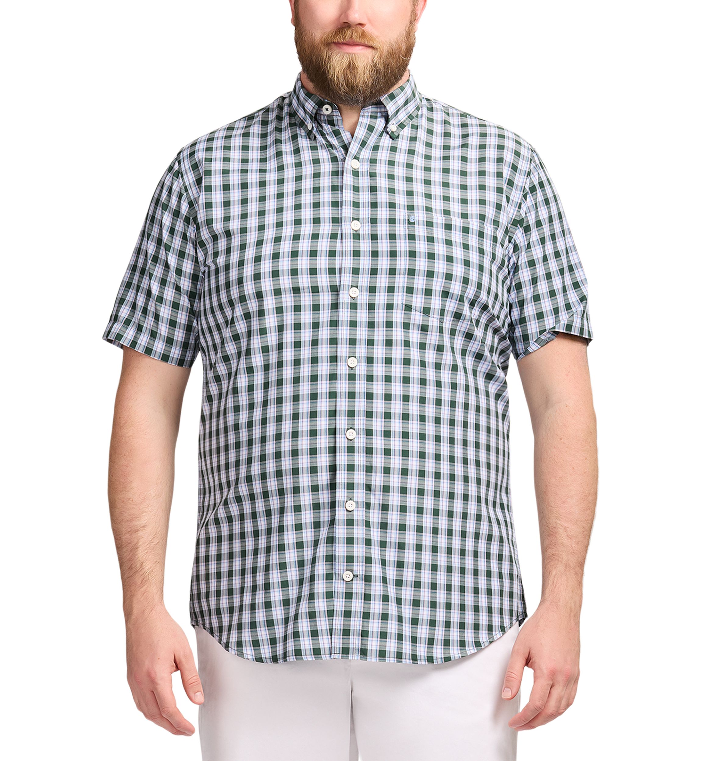 Big & Tall Short Sleeve Breeze Woven Plaid Shirt