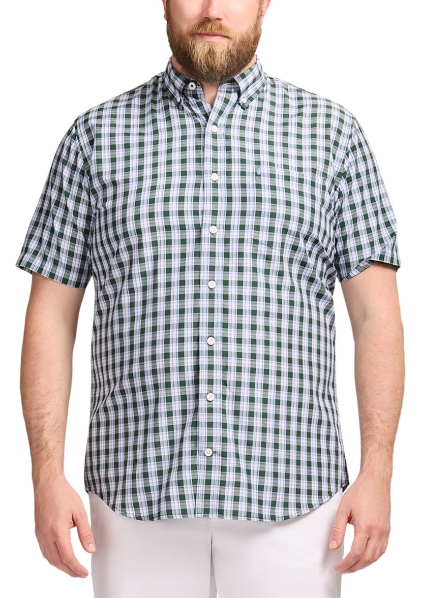 Big & Tall Short Sleeve Breeze Woven Plaid Shirt
