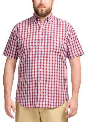 IZOD Men's Big & Tall Short Sleeve Breeze Woven Plaid Shirt, 4XL Big