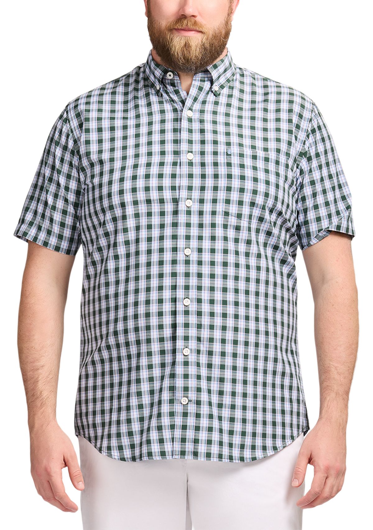 Big & Tall Short Sleeve Breeze Woven Plaid Shirt