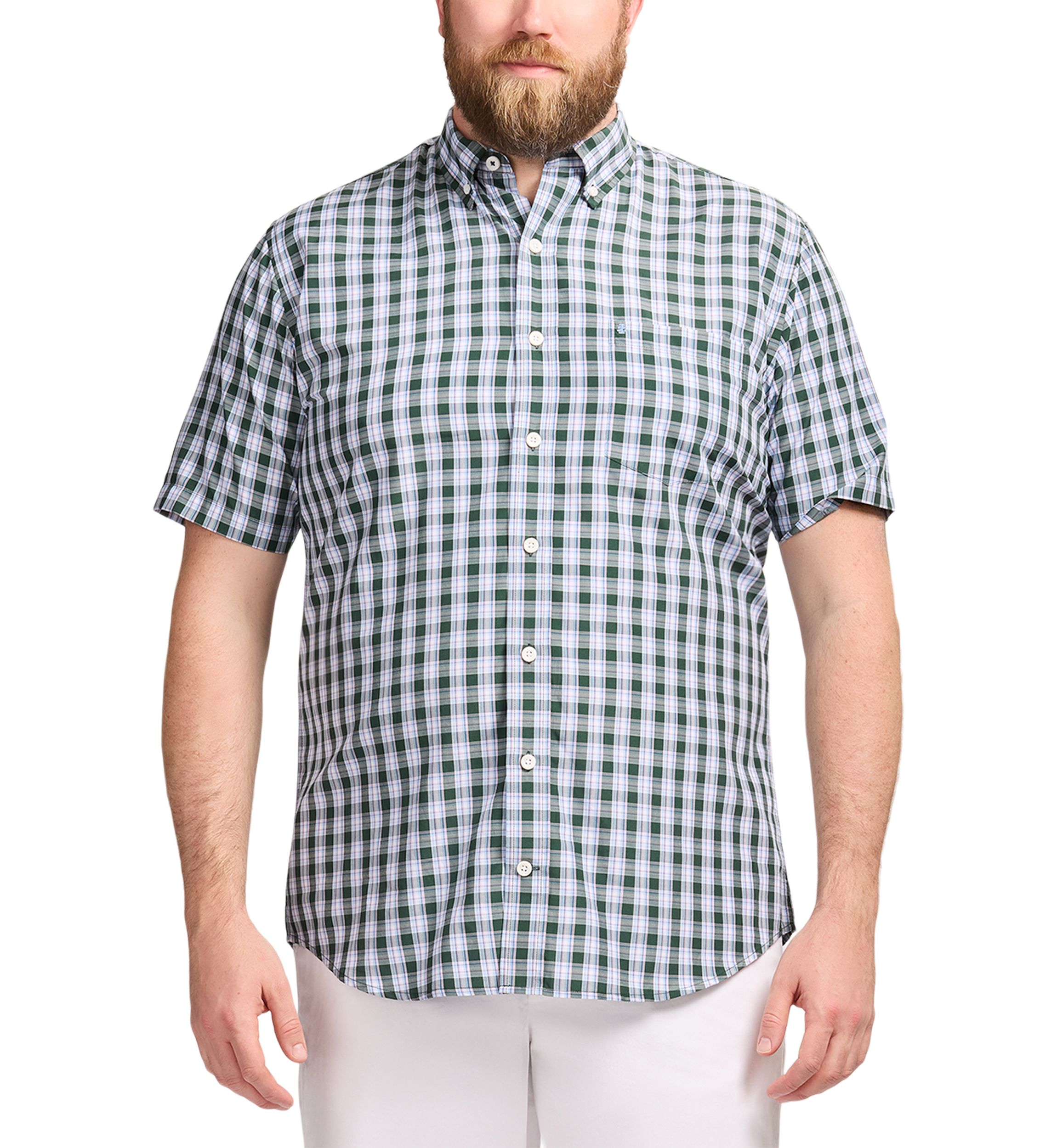 Big & Tall Short Sleeve Breeze Woven Plaid Shirt