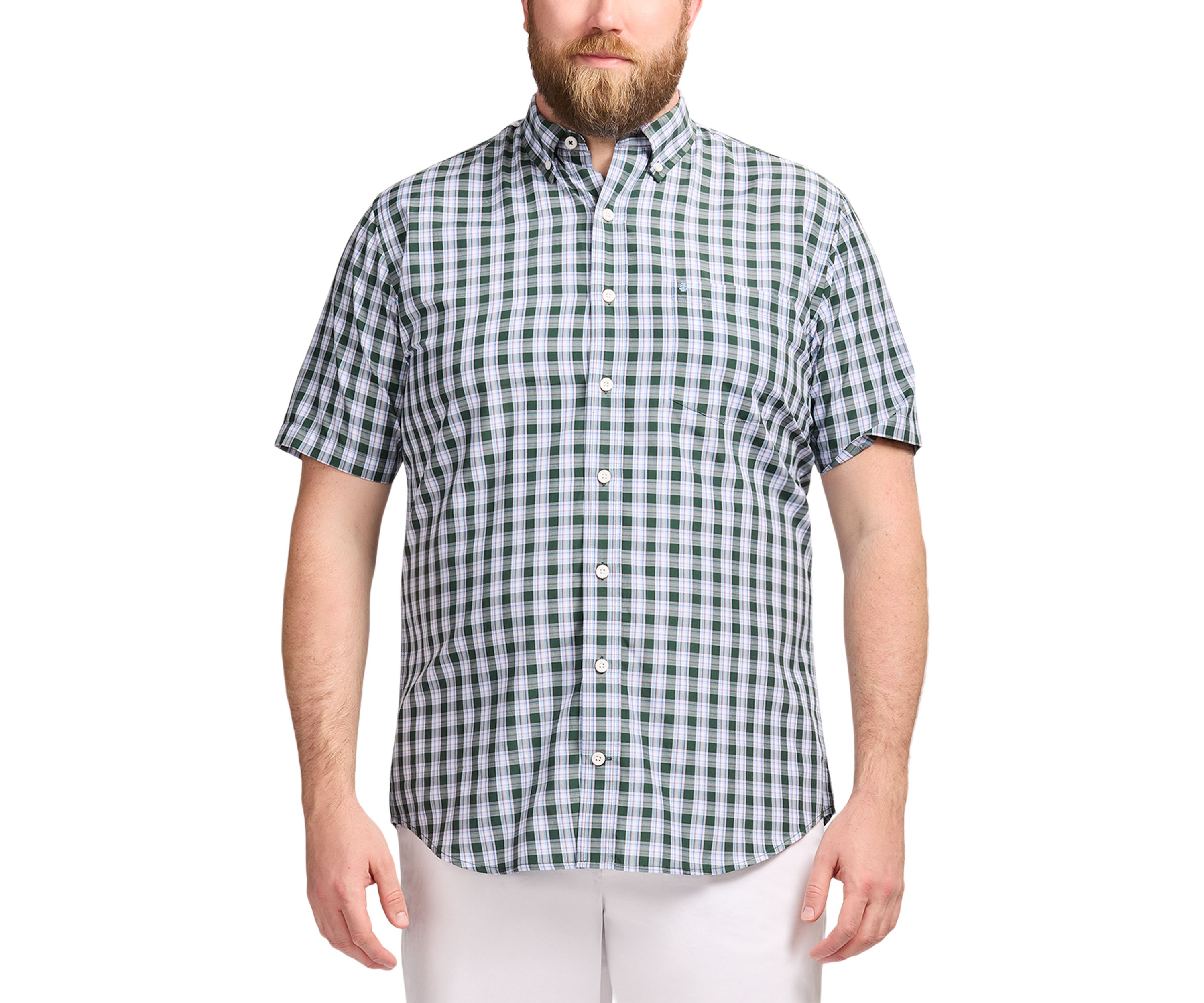 Big & Tall Short Sleeve Breeze Woven Plaid Shirt