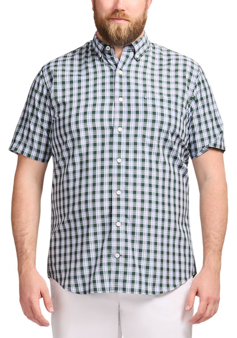 Big & Tall Short Sleeve Breeze Woven Plaid Shirt