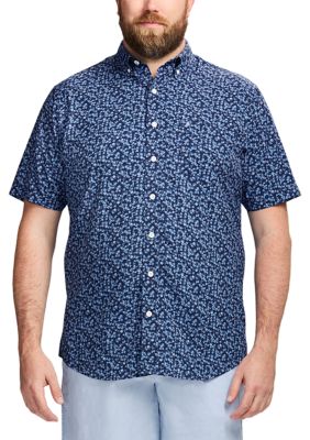 IZOD Men's Big & Tall Short Sleeve Breeze Floral Printed Woven Shirt, Blue, 4XL Big