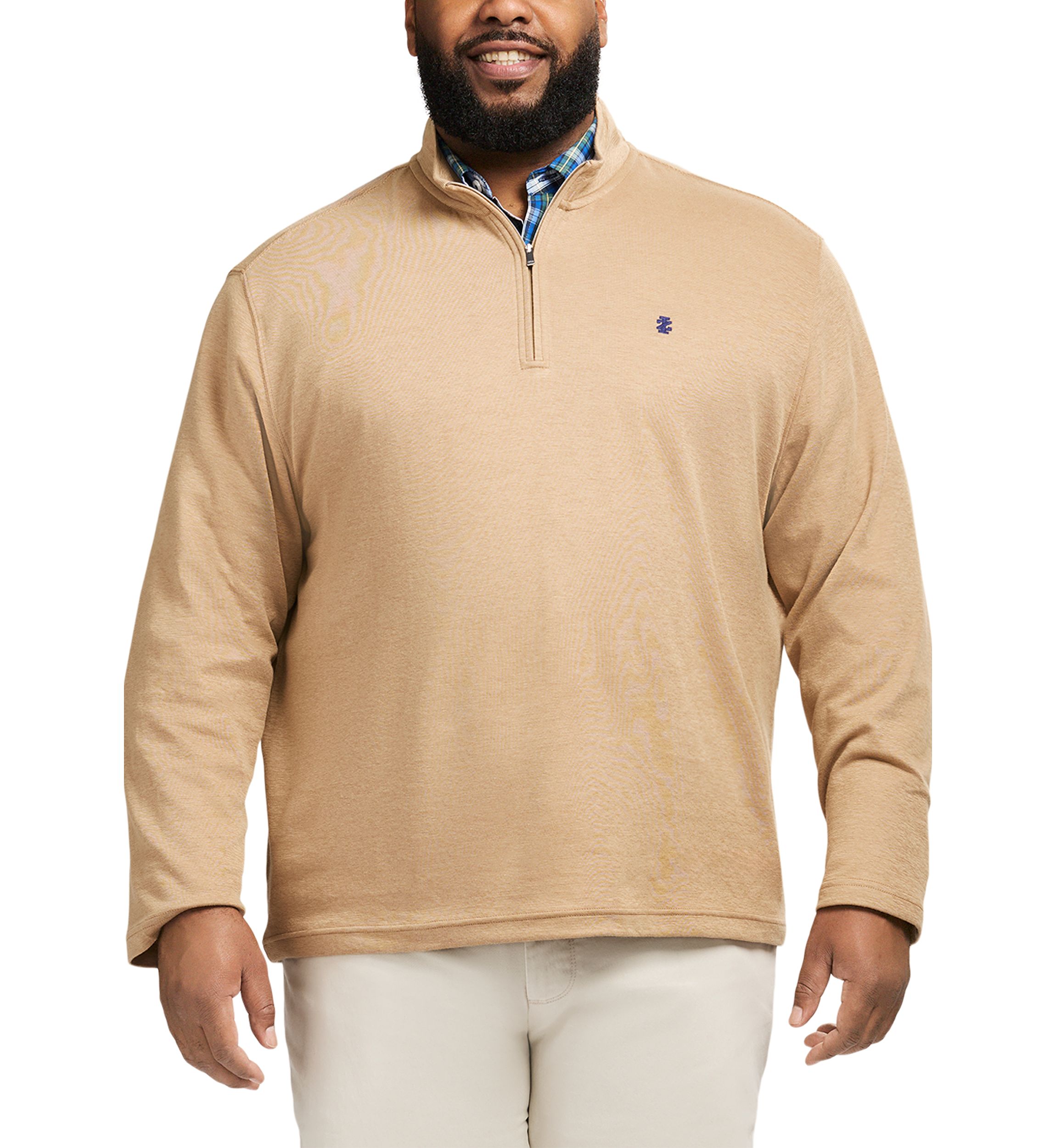 Big & Tall Long Sleeve Feeder Stripe 1/4 Zip Pullover