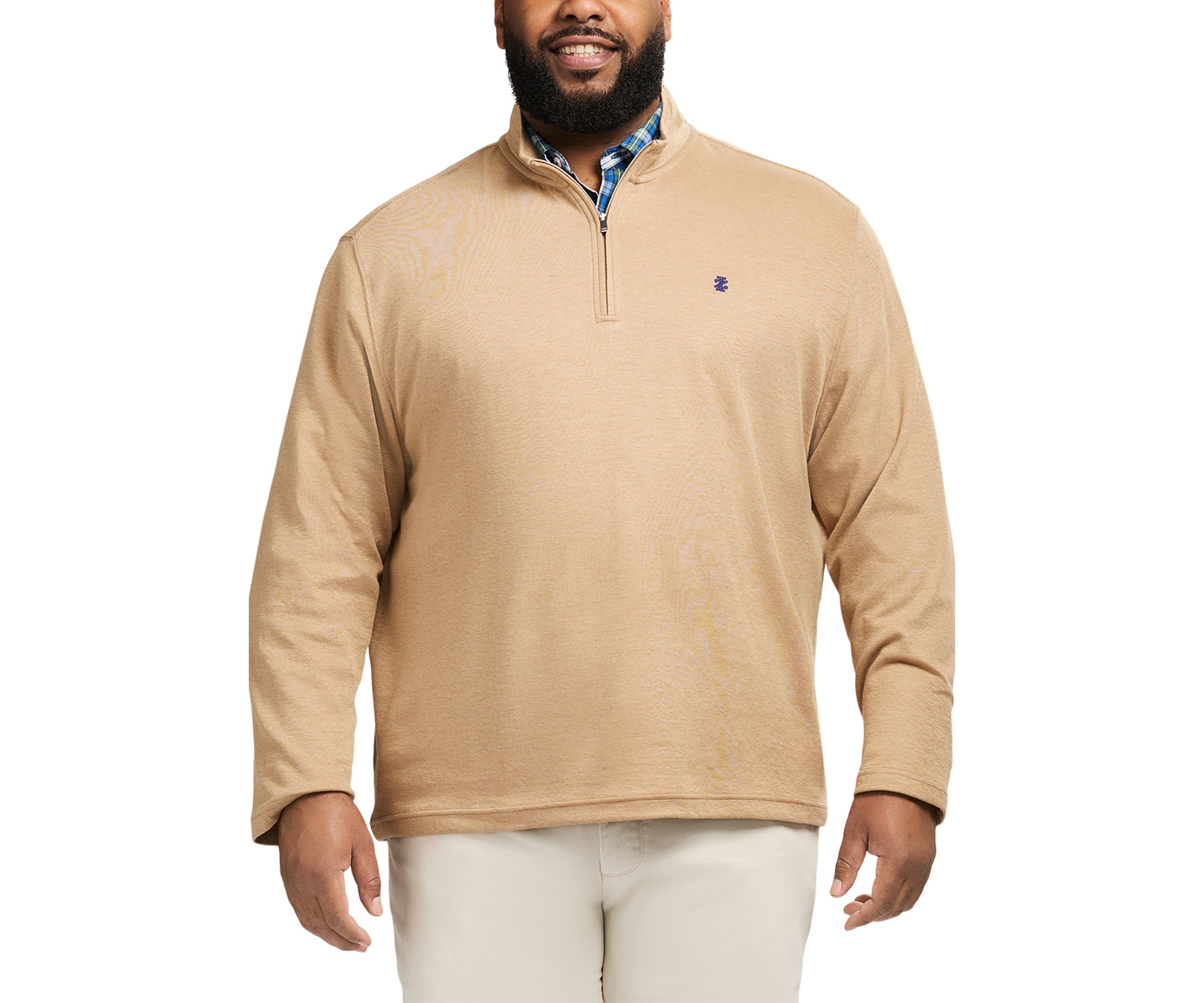 Big & Tall Long Sleeve Feeder Stripe 1/4 Zip Pullover
