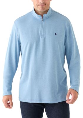 IZOD Men's Big & Tall Long Sleeve Feeder Stripe 1/4 Zip Pullover, Blue, 4XL Big