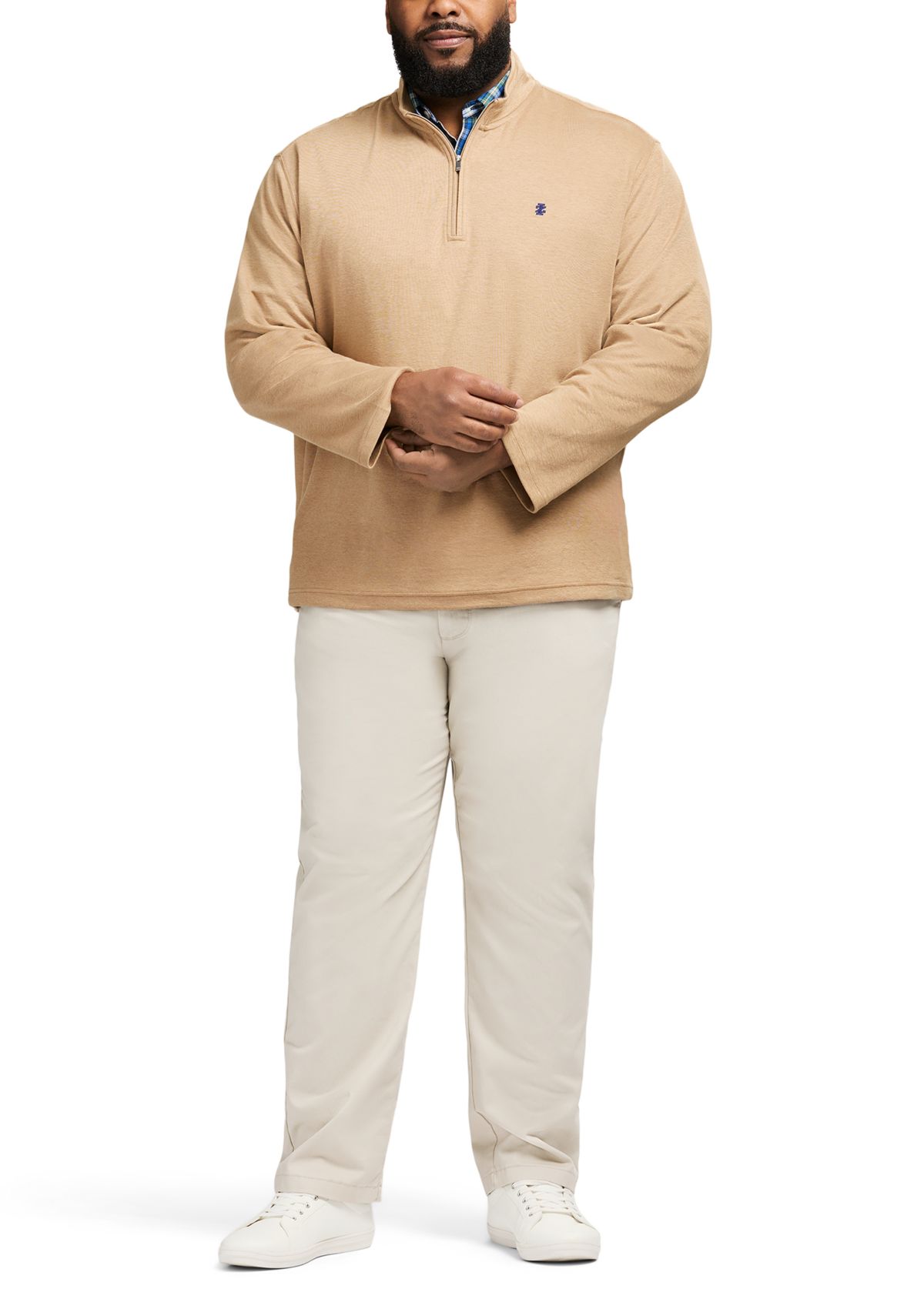 Big & Tall Long Sleeve Feeder Stripe 1/4 Zip Pullover