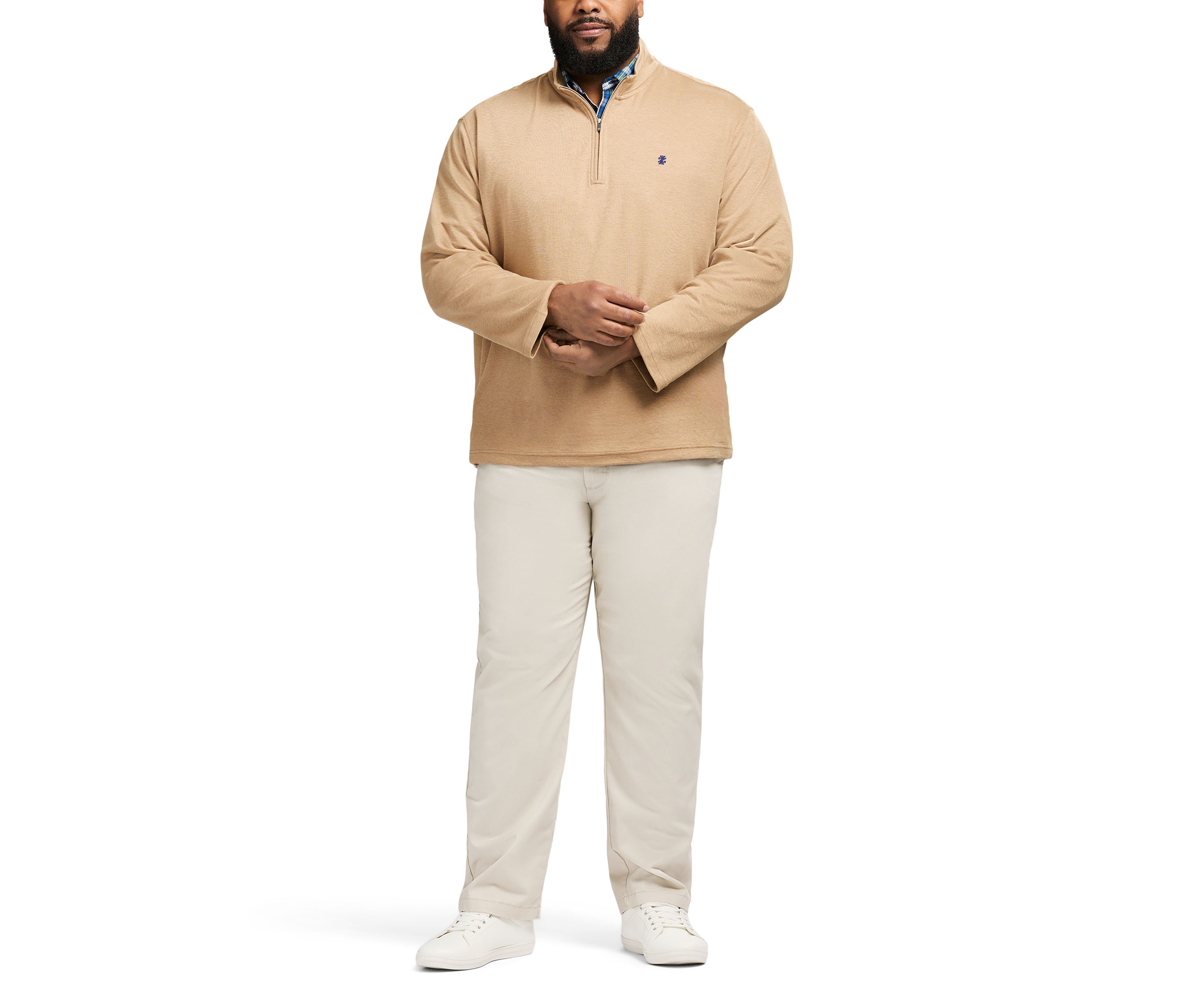 Big & Tall Long Sleeve Feeder Stripe 1/4 Zip Pullover