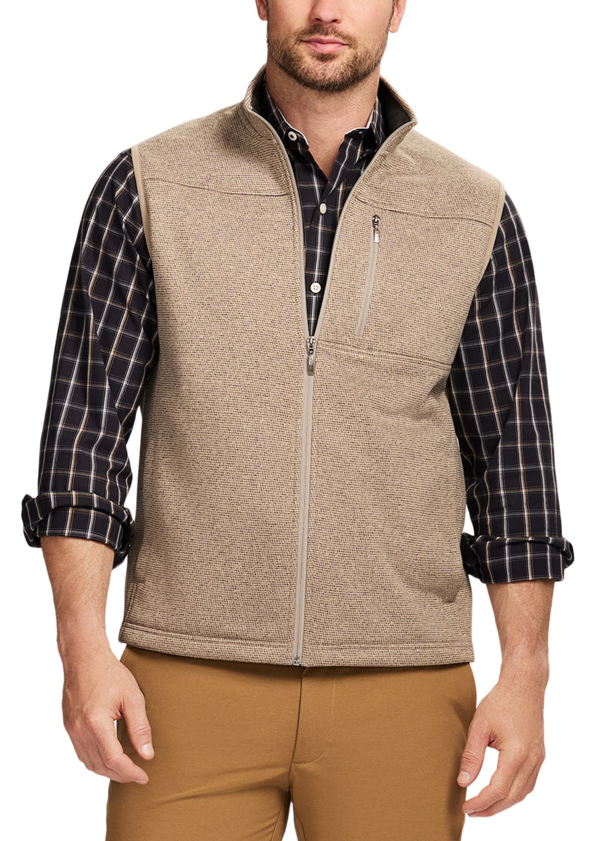 Houndstooth Stripe Fleece Vest 