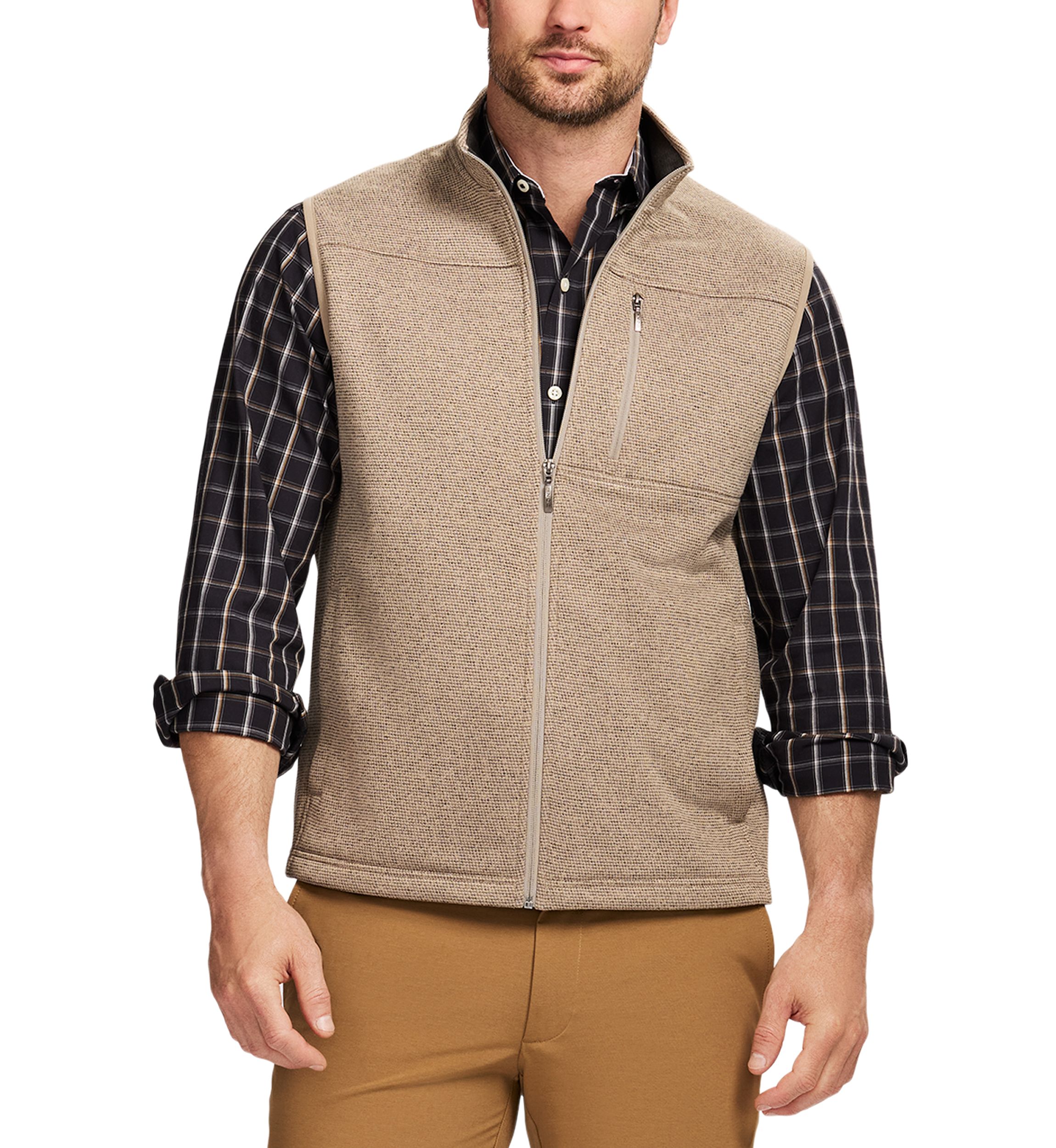 Houndstooth Stripe Fleece Vest 