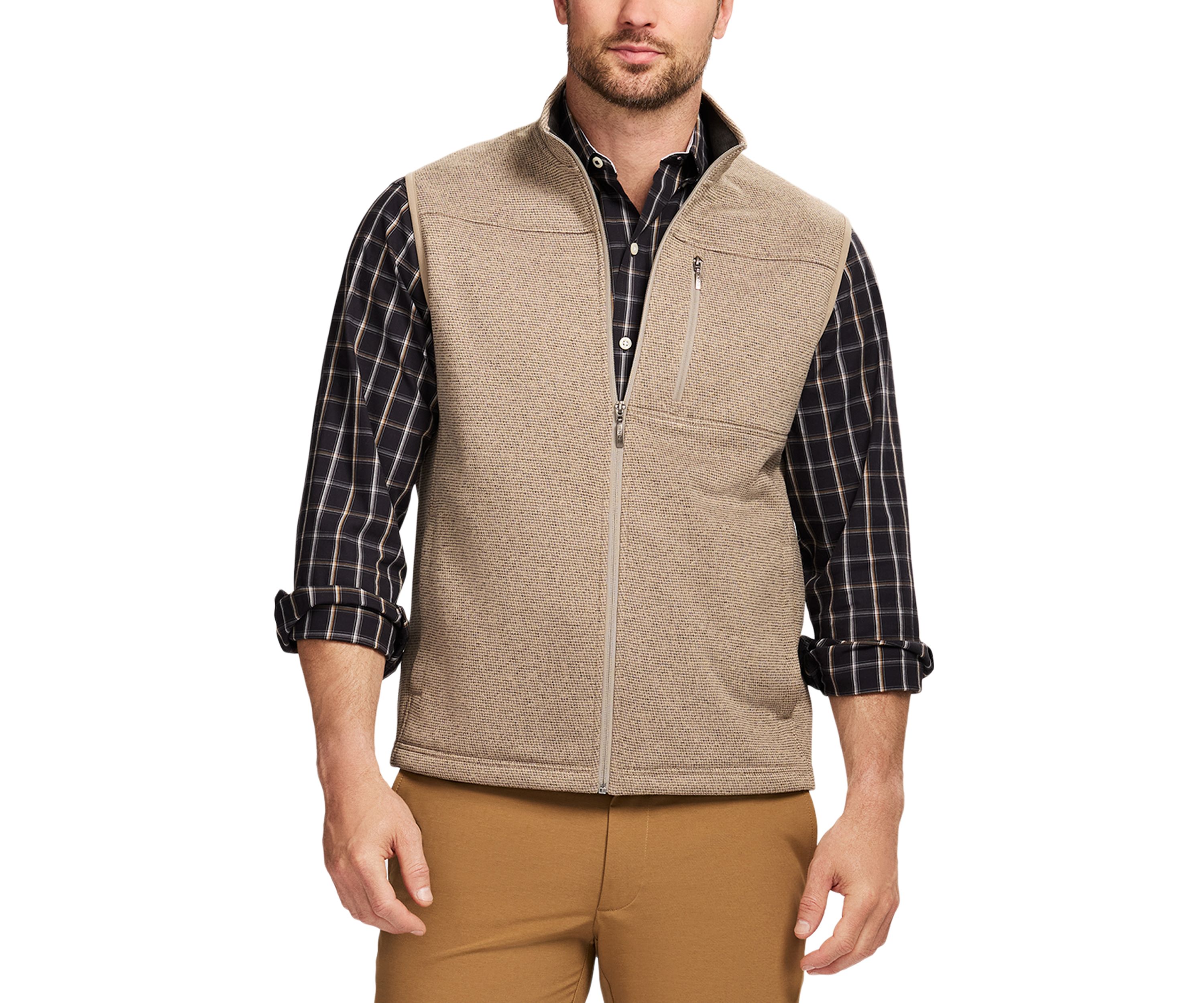 Houndstooth Stripe Fleece Vest 