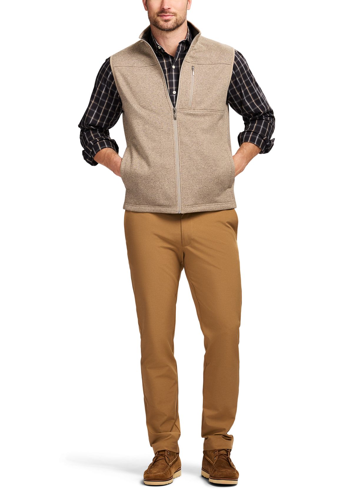 Houndstooth Stripe Fleece Vest 