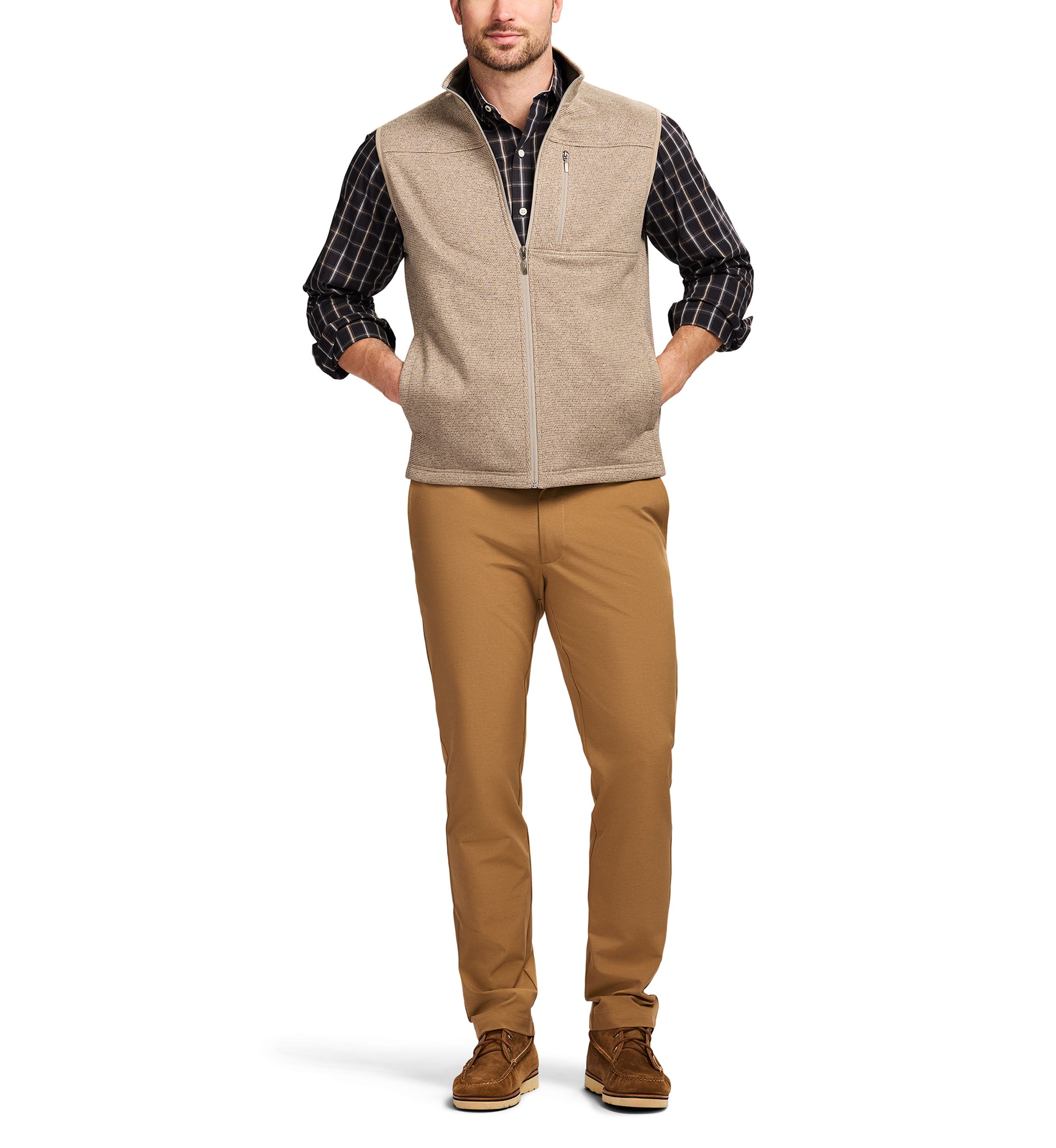 Houndstooth Stripe Fleece Vest 