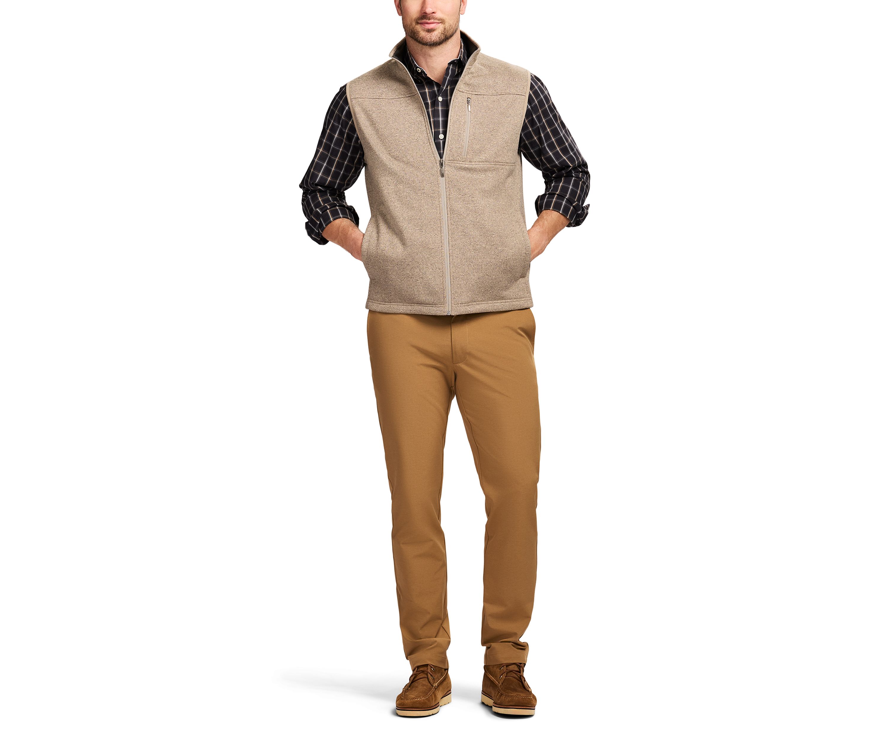 Houndstooth Stripe Fleece Vest 