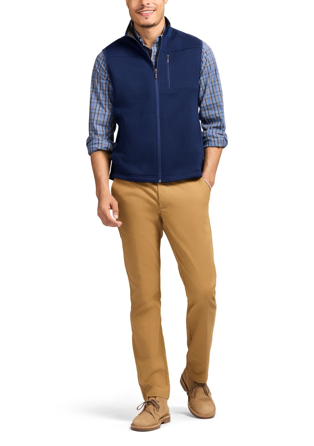 Houndstooth Stripe Fleece Vest 