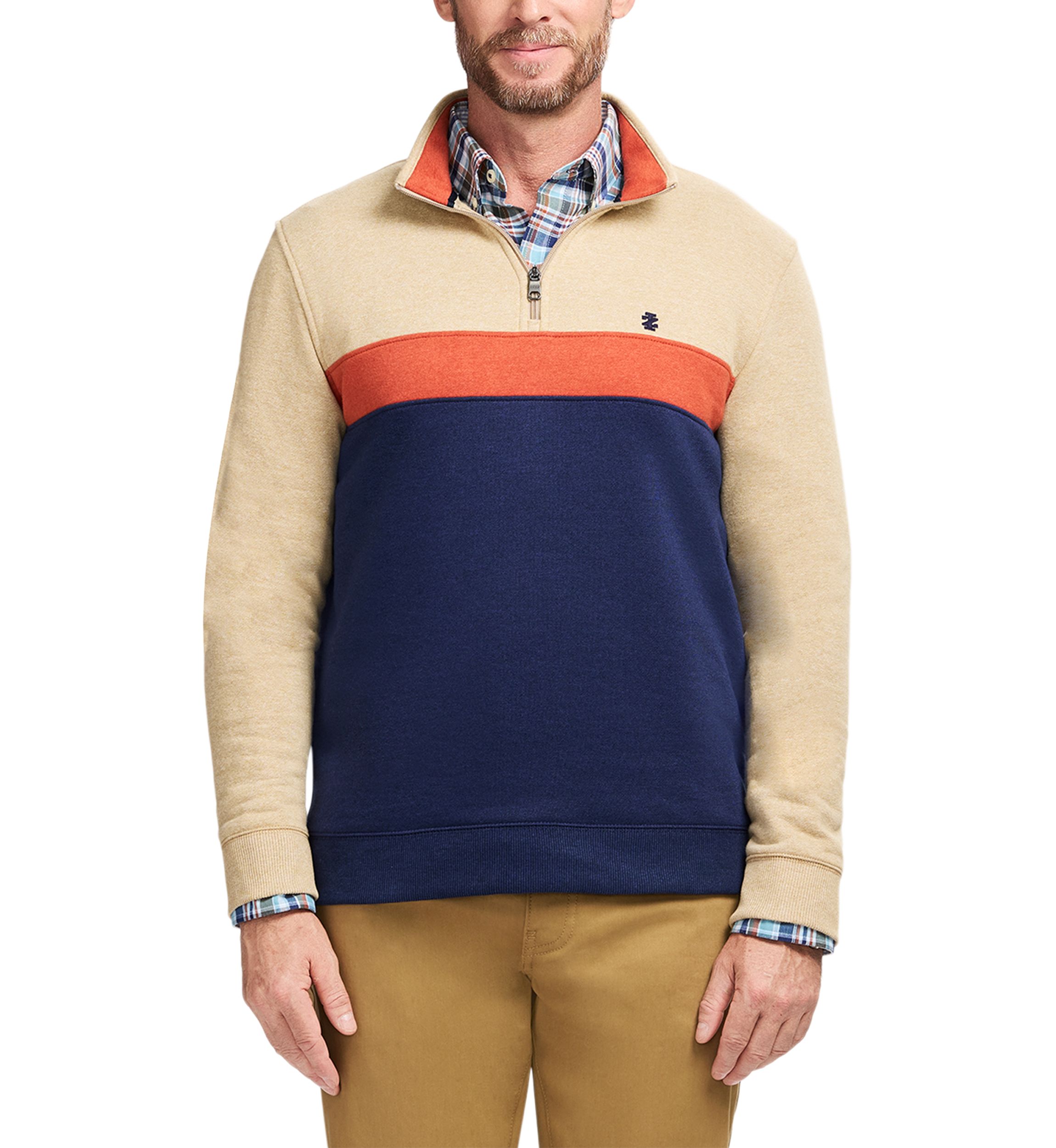1/4 Zip Striped Fleece Sweatshirt 