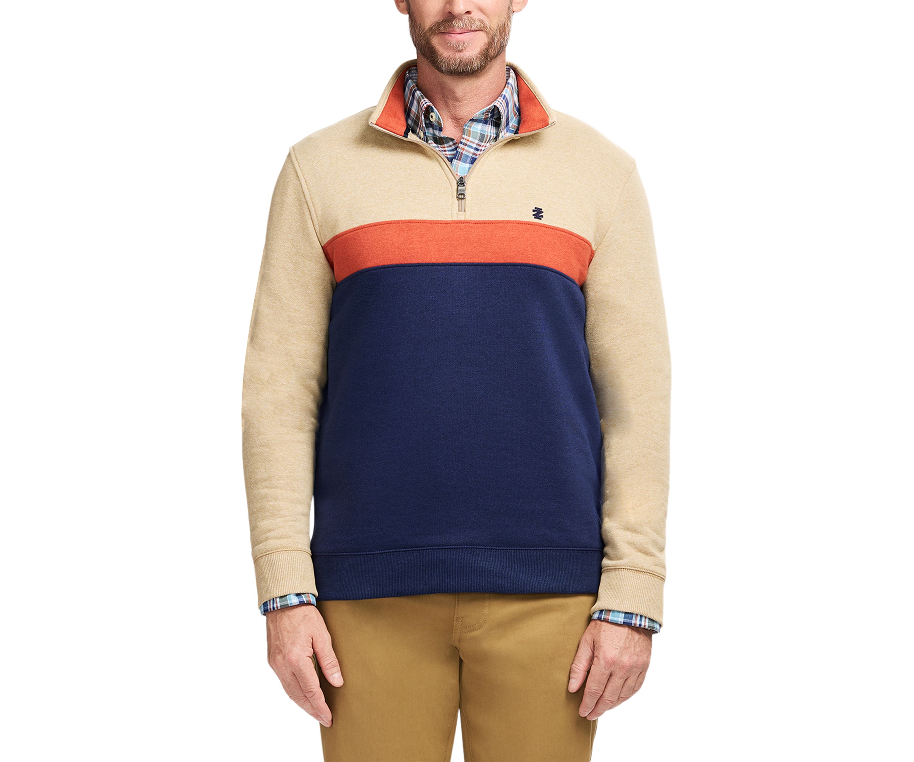 1/4 Zip Striped Fleece Sweatshirt 