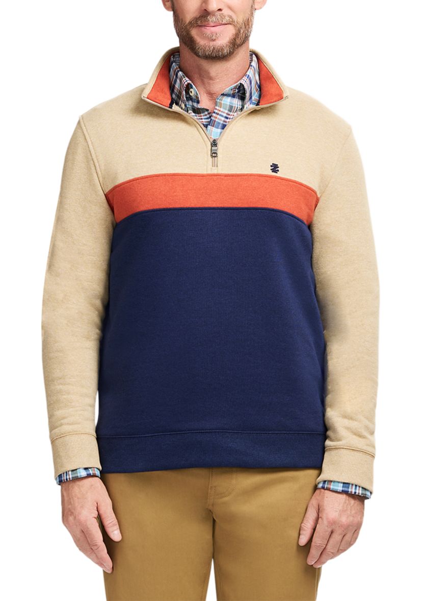 1/4 Zip Striped Fleece Sweatshirt 