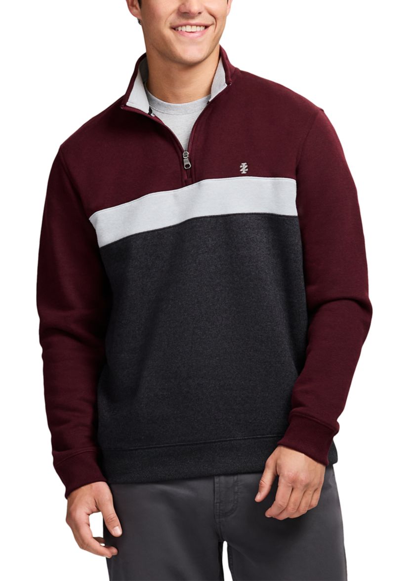 1/4 Zip Striped Fleece Sweatshirt 