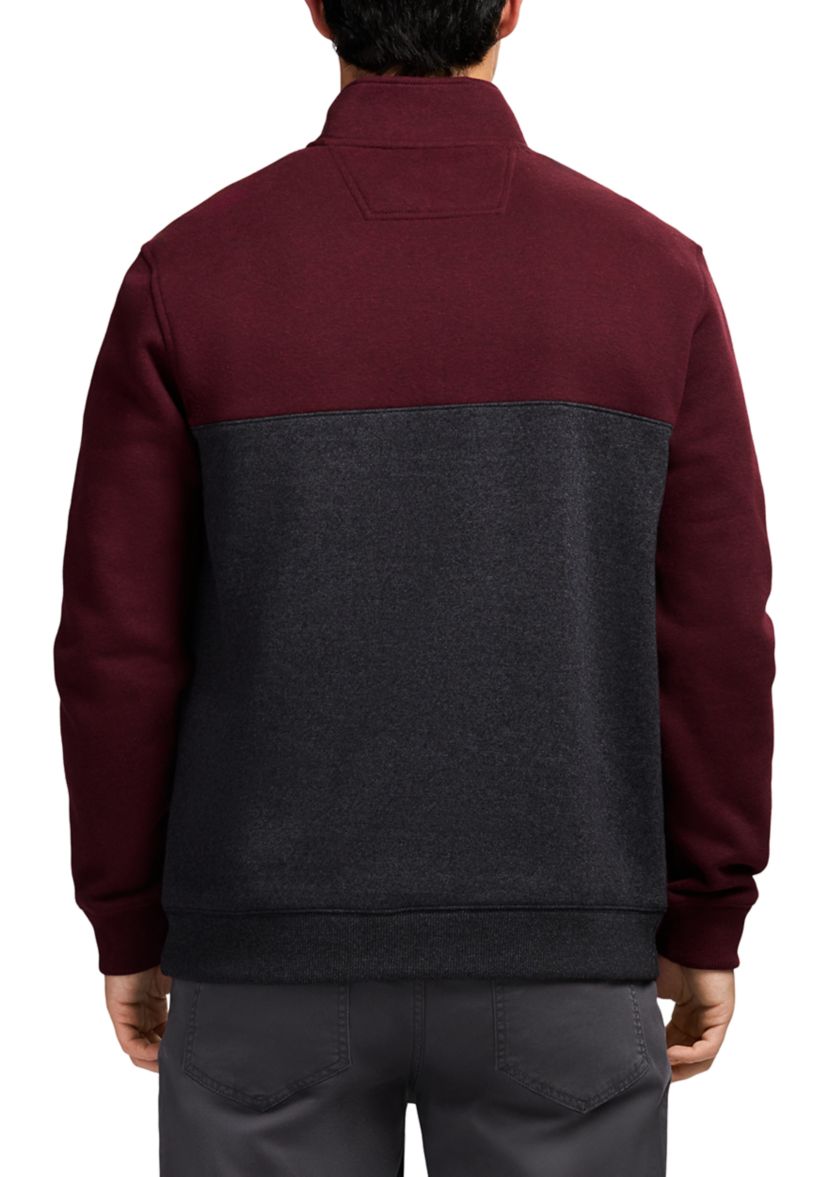 1/4 Zip Striped Fleece Sweatshirt 
