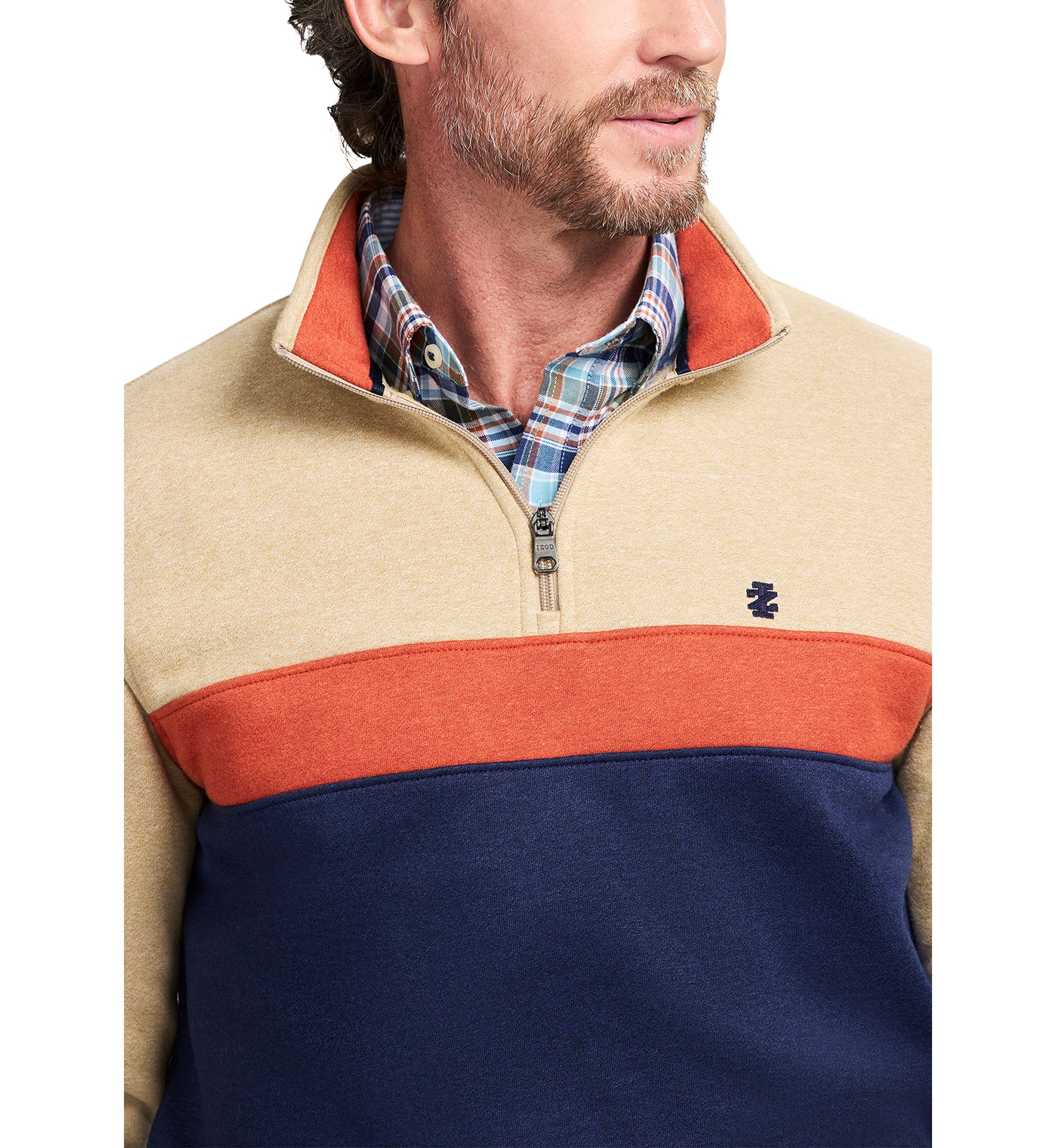 1/4 Zip Striped Fleece Sweatshirt 