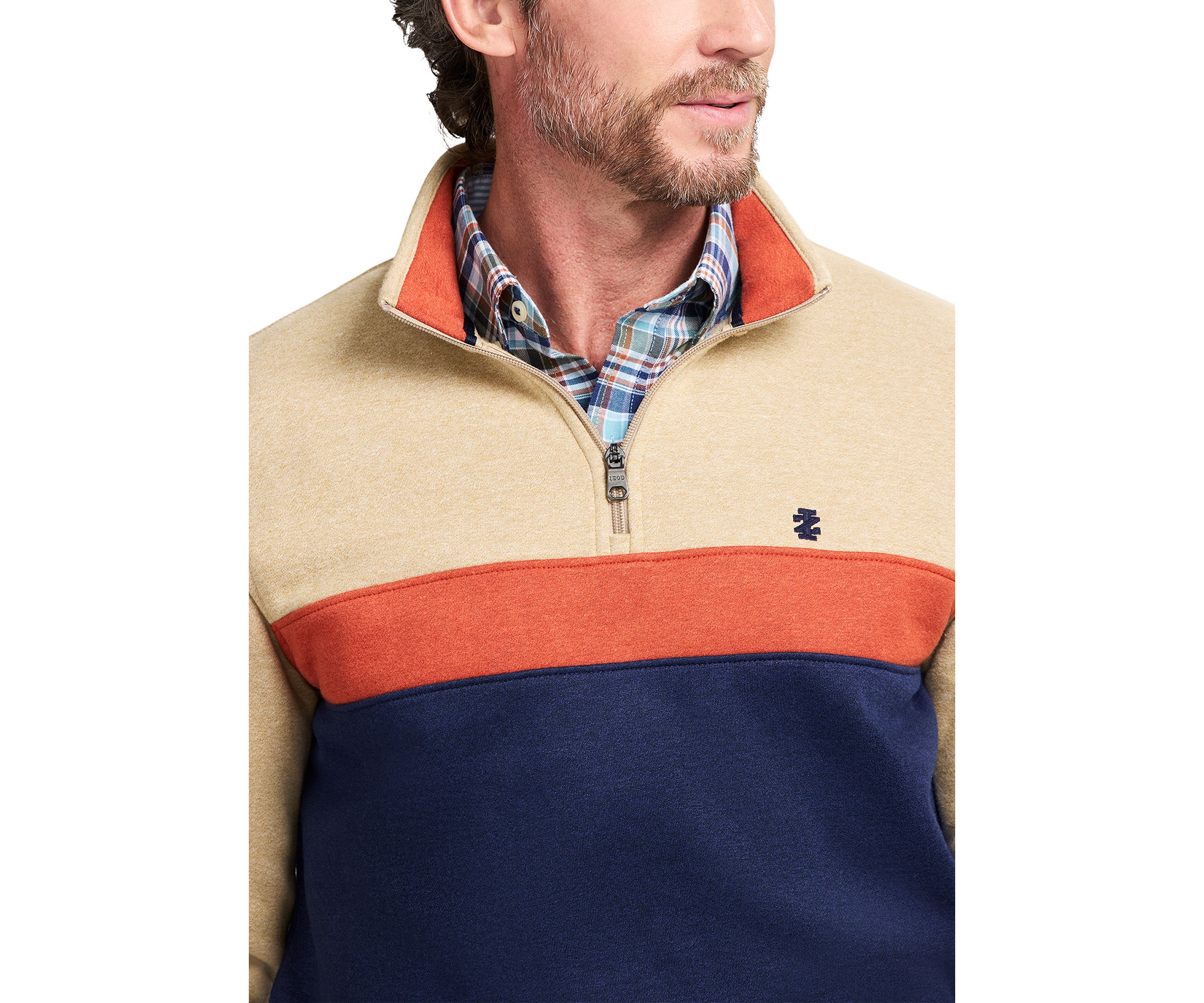 1/4 Zip Striped Fleece Sweatshirt 