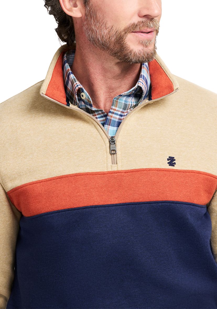 1/4 Zip Striped Fleece Sweatshirt 