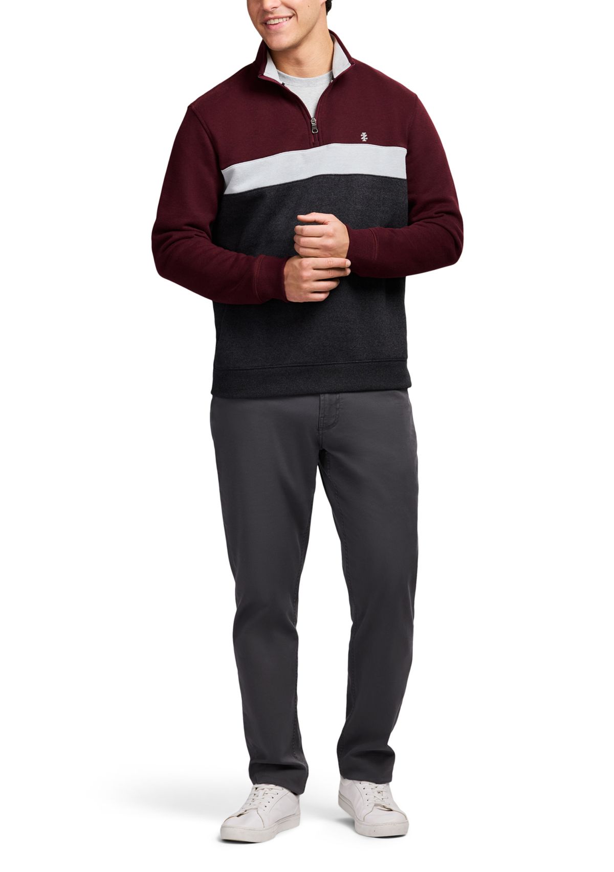 1/4 Zip Striped Fleece Sweatshirt 