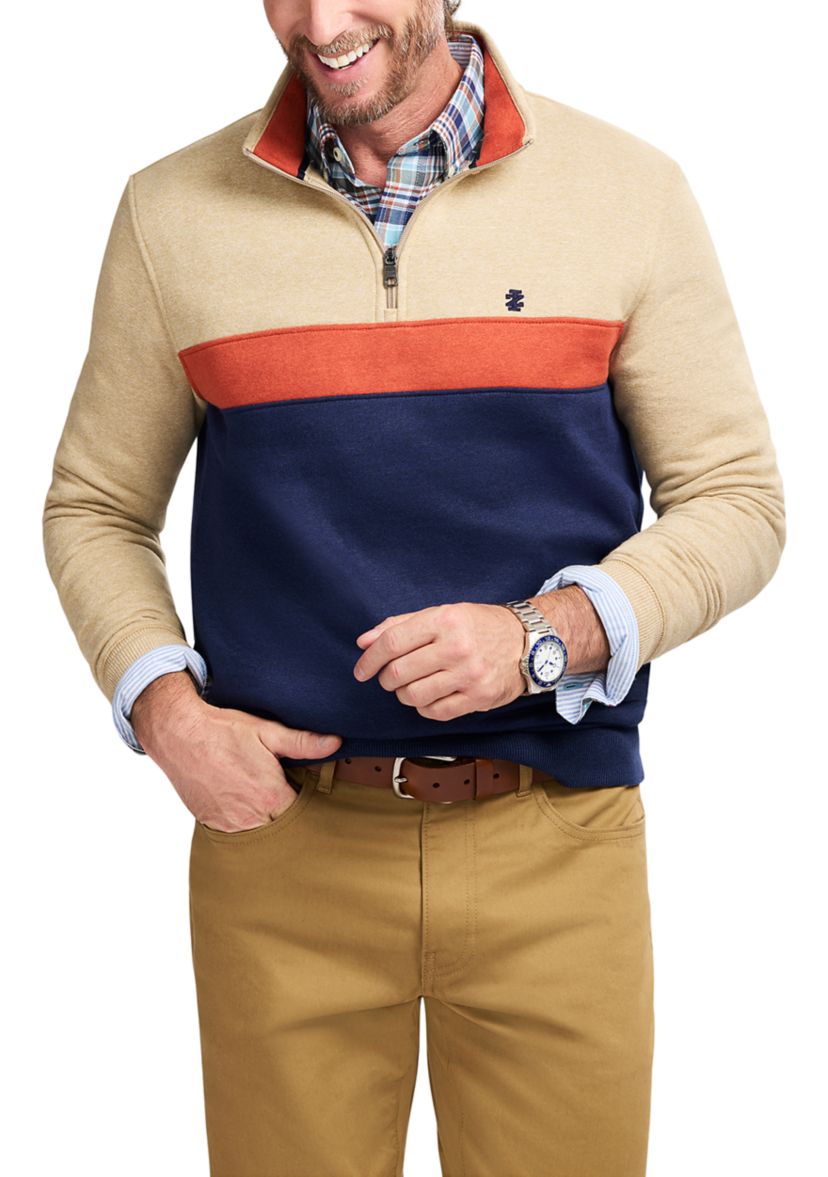 1/4 Zip Striped Fleece Sweatshirt 