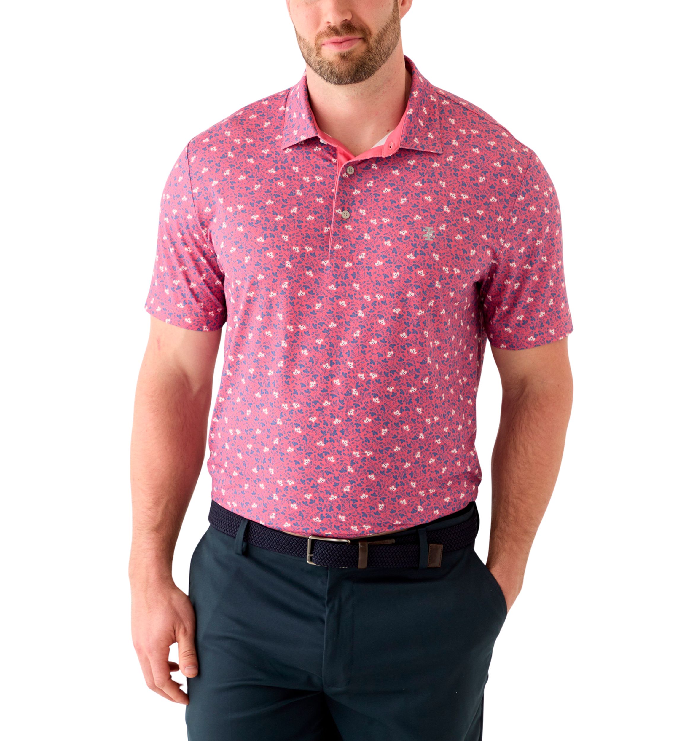 Big & Tall Short Sleeve Swingflex Floral Print Polo Shirt