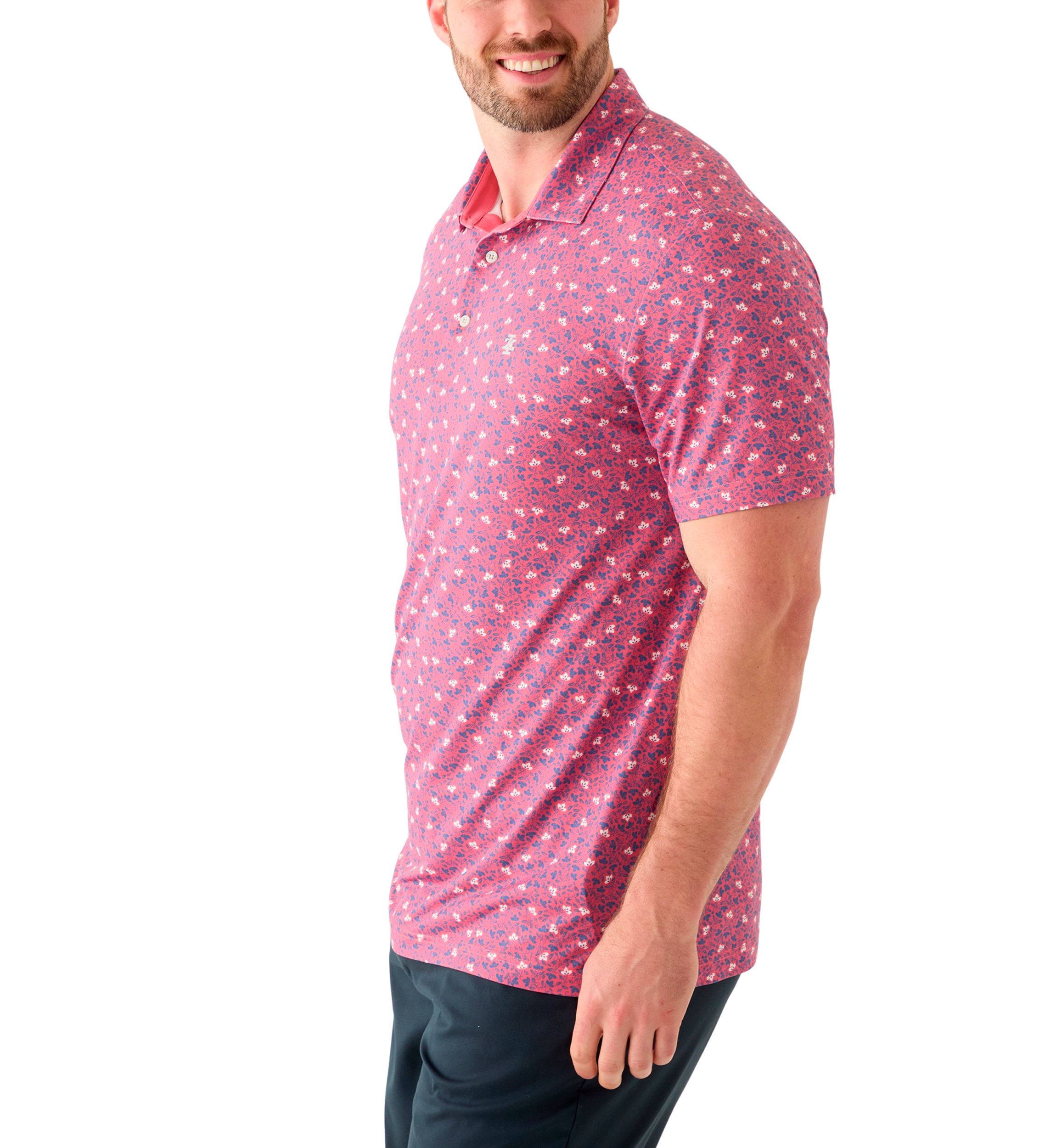 Big & Tall Short Sleeve Swingflex Floral Print Polo Shirt
