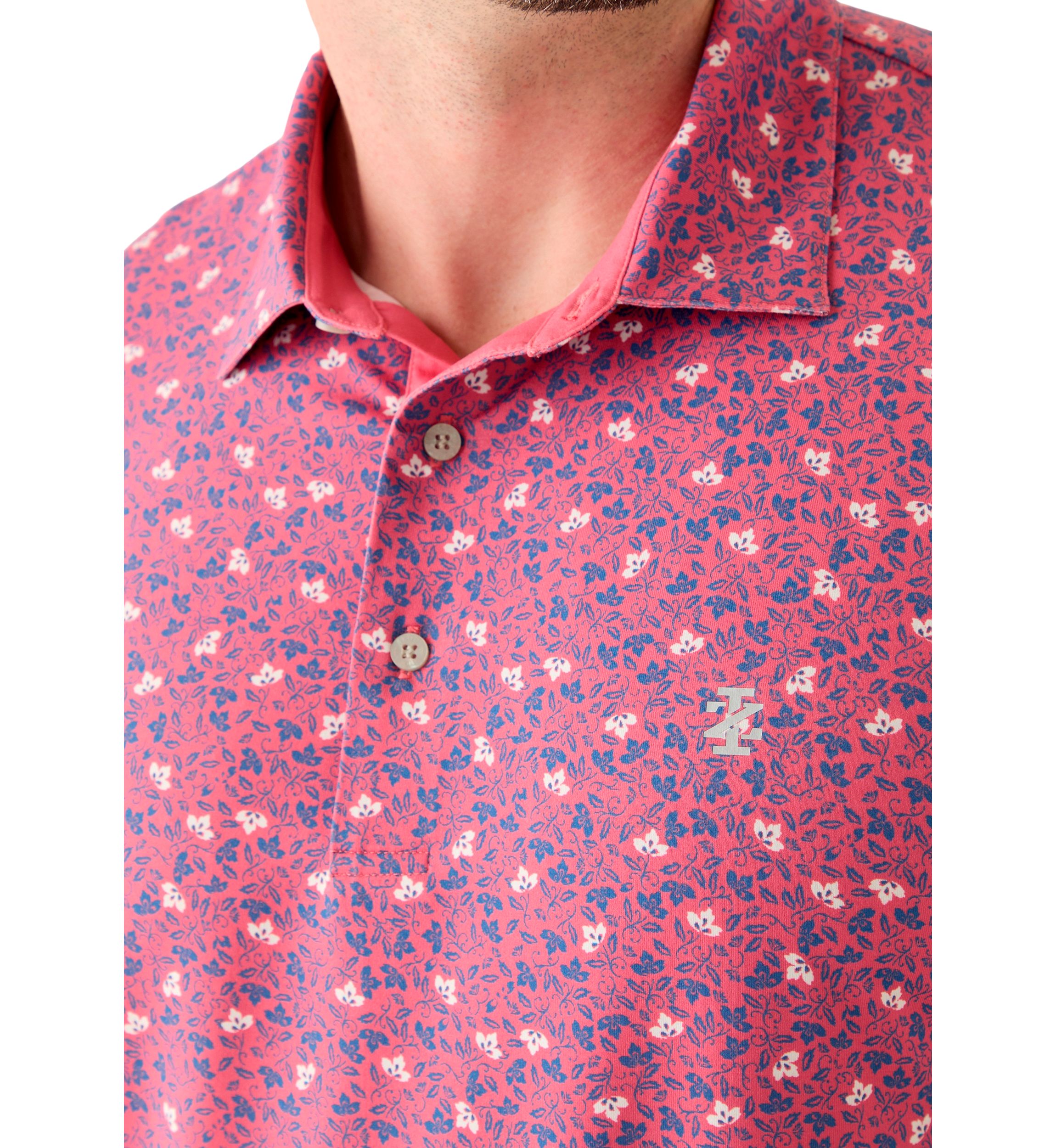 Big & Tall Short Sleeve Swingflex Floral Print Polo Shirt