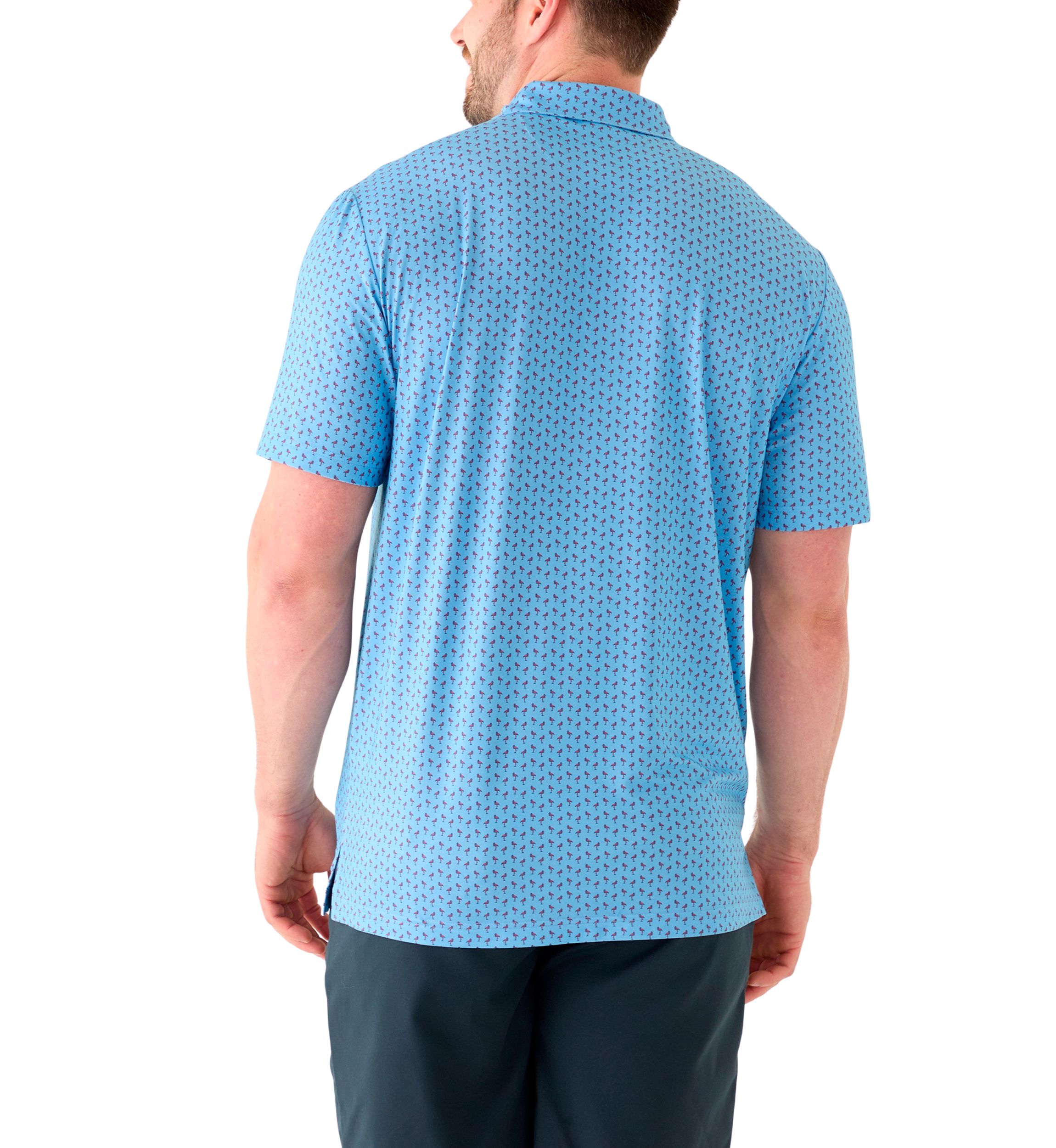 Big & Tall Short Sleeve Swingflex Flamingo Print Polo Shirt