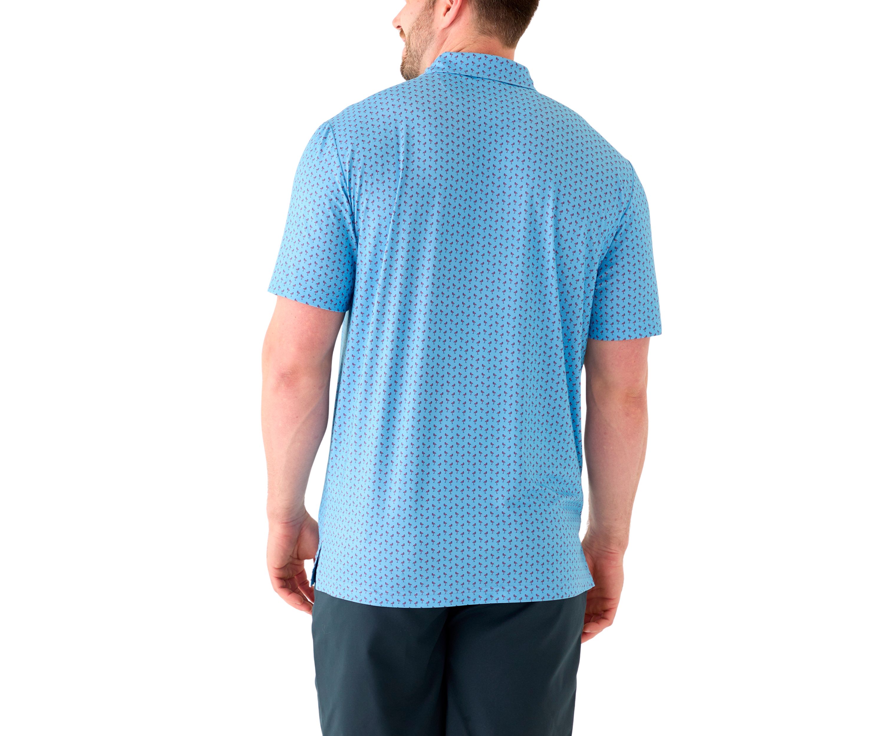 Big & Tall Short Sleeve Swingflex Flamingo Print Polo Shirt
