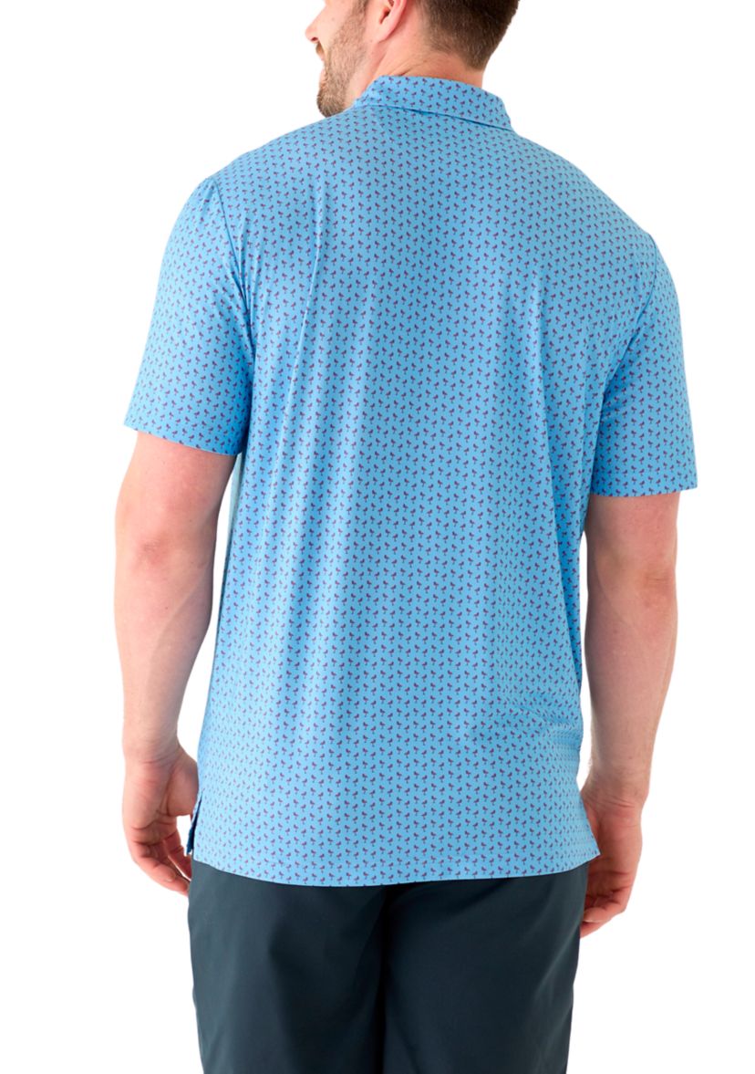 Big & Tall Short Sleeve Swingflex Flamingo Print Polo Shirt