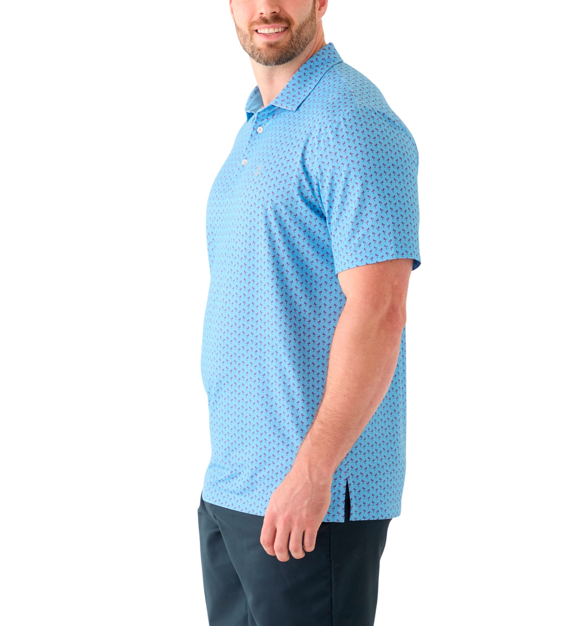 Big & Tall Short Sleeve Swingflex Flamingo Print Polo Shirt