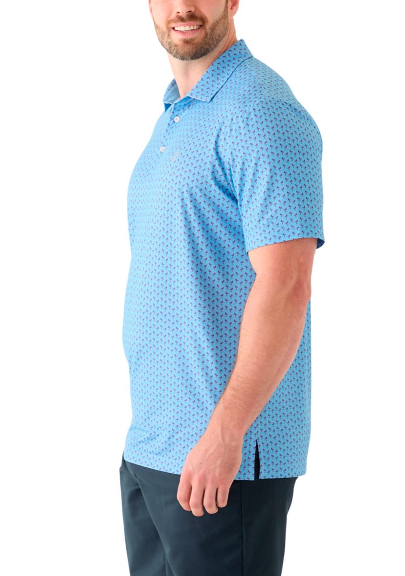 Big & Tall Short Sleeve Swingflex Flamingo Print Polo Shirt