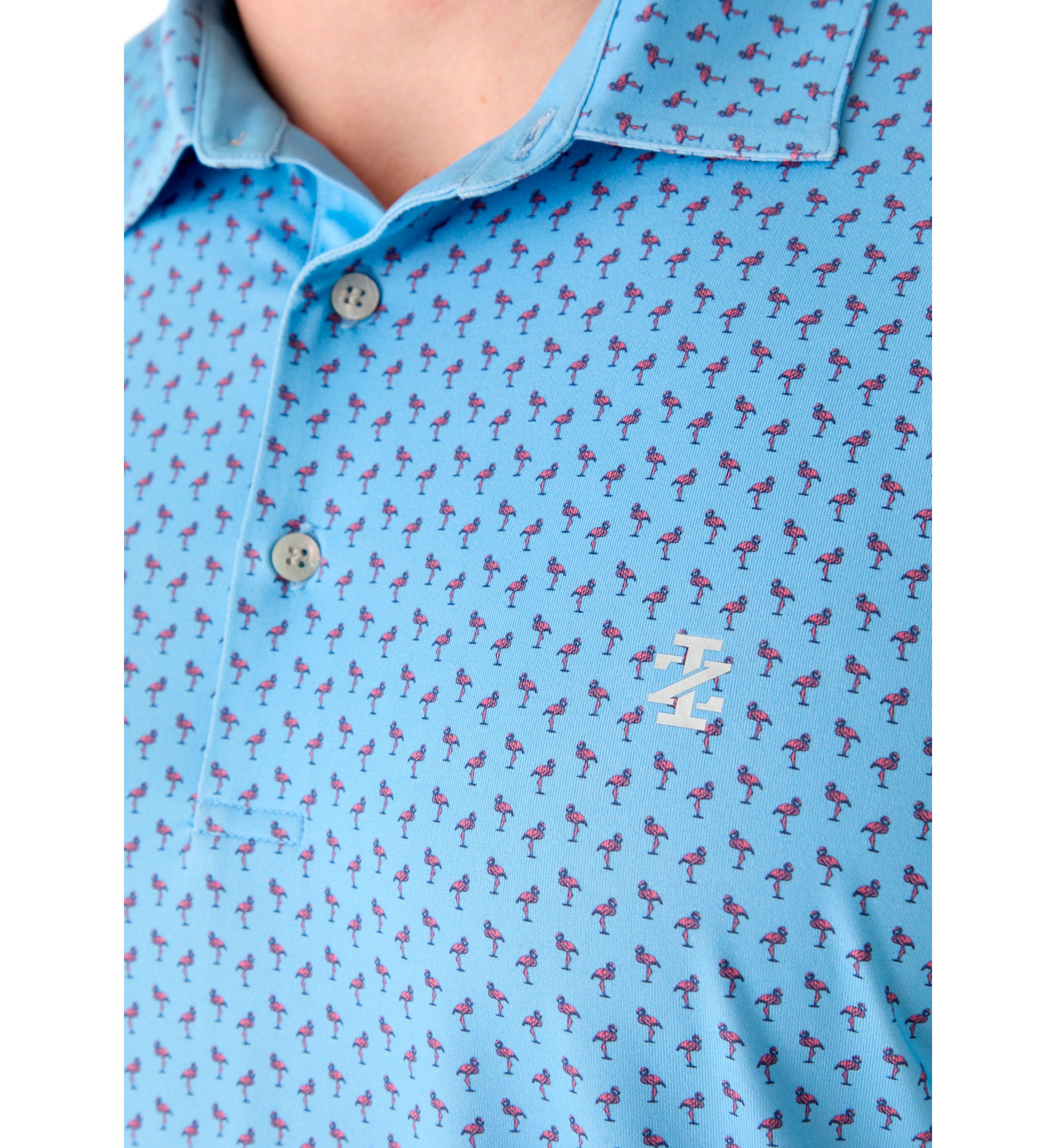 Big & Tall Short Sleeve Swingflex Flamingo Print Polo Shirt