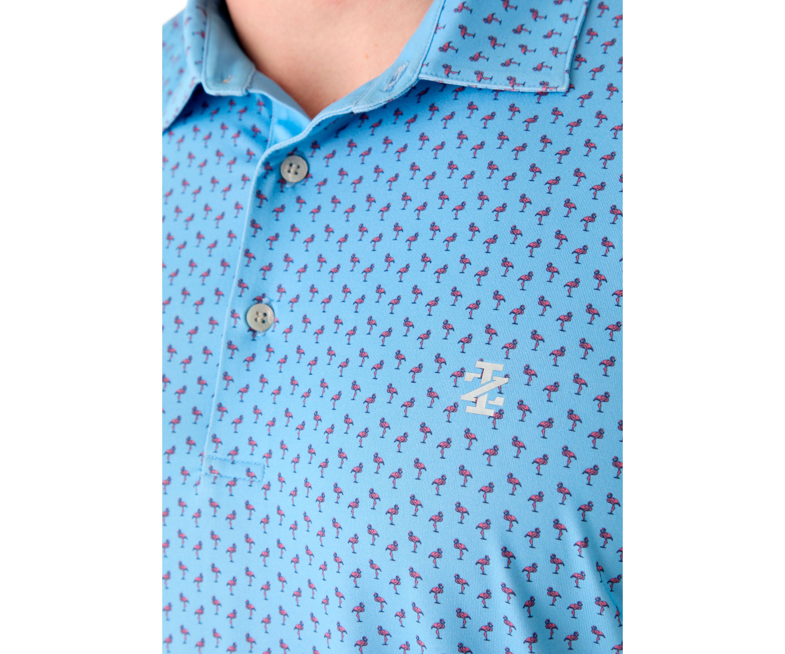 Big & Tall Short Sleeve Swingflex Flamingo Print Polo Shirt