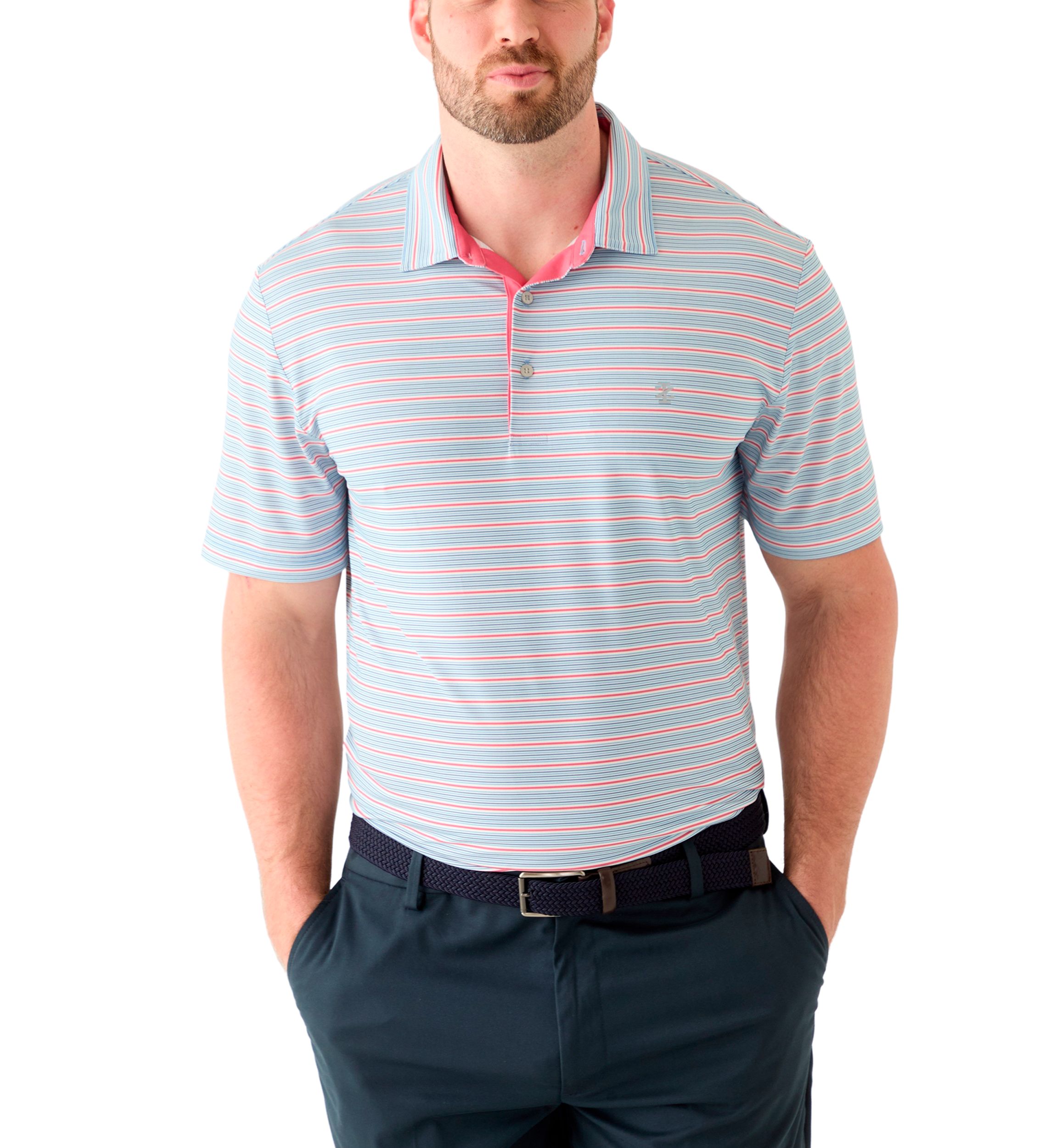 Big & Tall Short Sleeve Swingflex Multi Stripe Polo Shirt