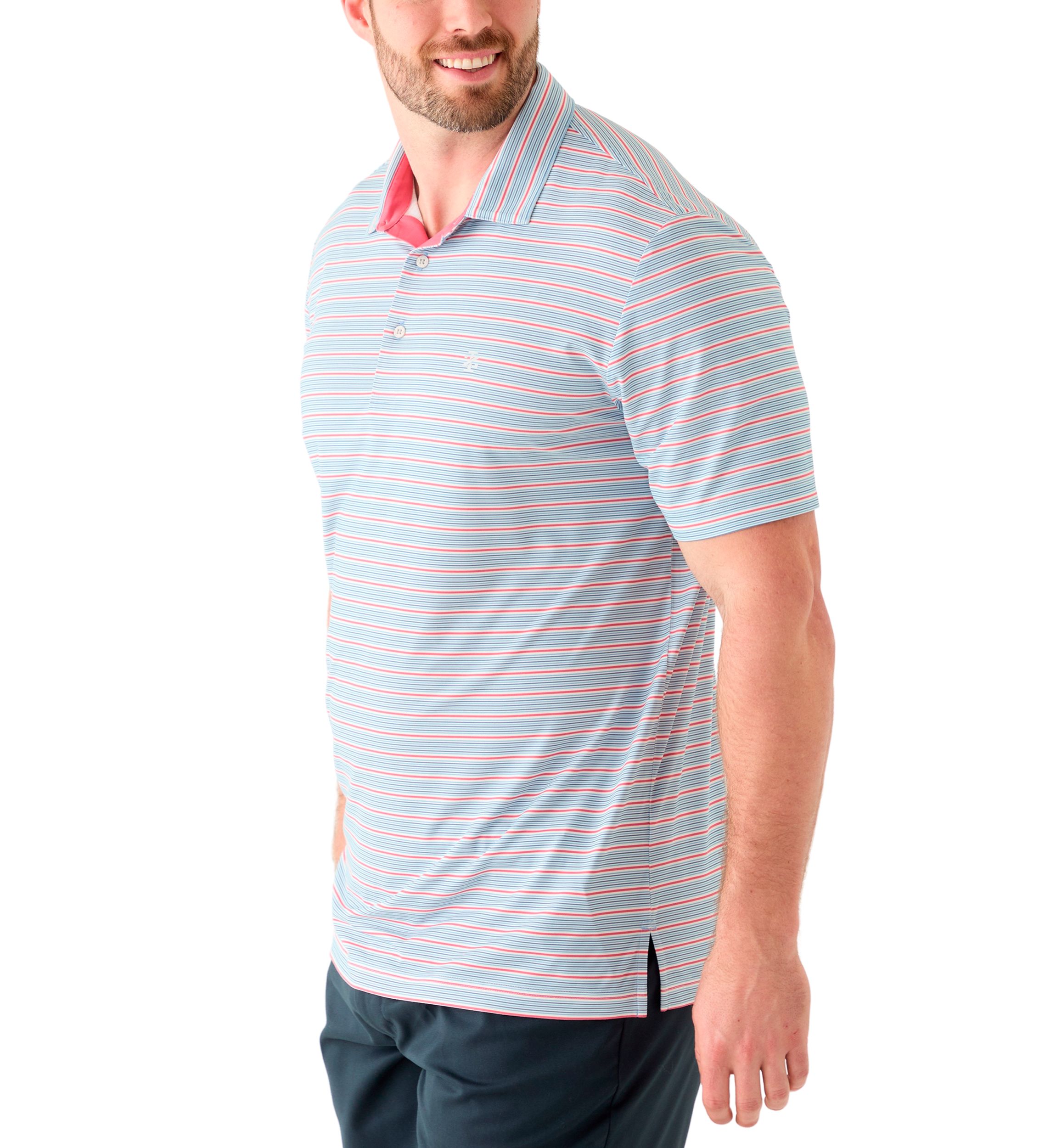 Big & Tall Short Sleeve Swingflex Multi Stripe Polo Shirt