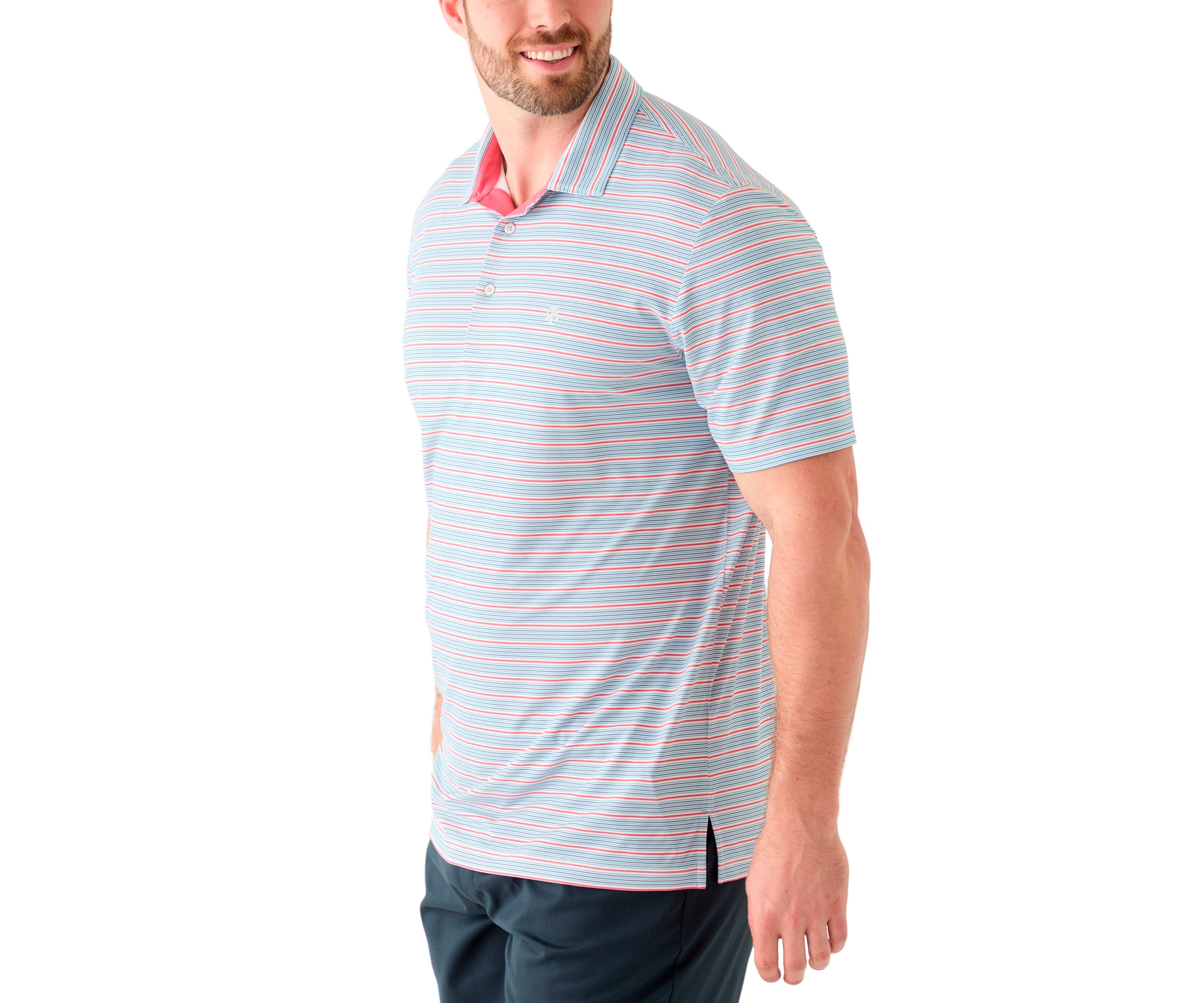 Big & Tall Short Sleeve Swingflex Multi Stripe Polo Shirt