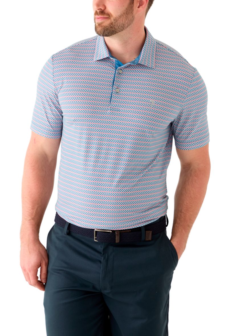 Big & Tall Short Sleeve Swingflex Fish Print Polo Shirt