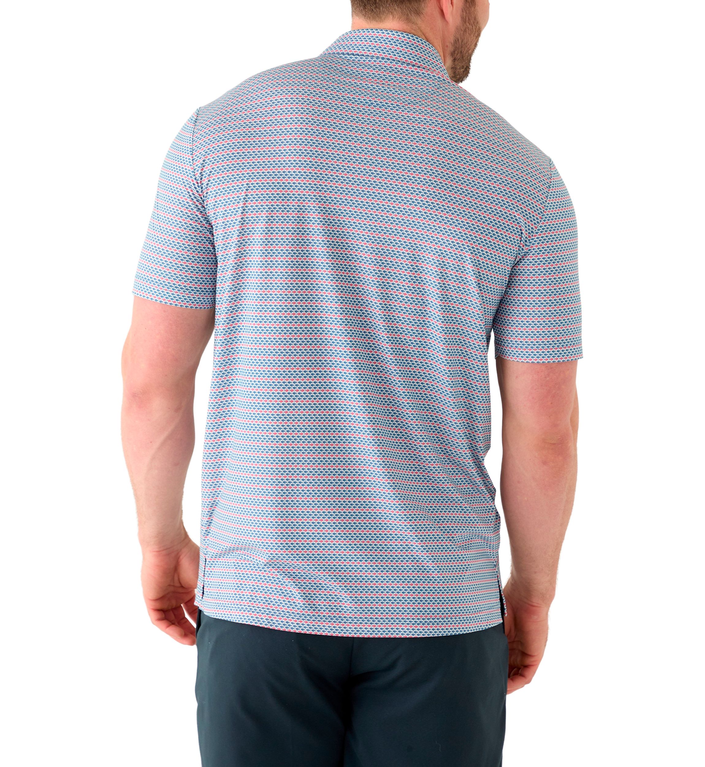 Big & Tall Short Sleeve Swingflex Fish Print Polo Shirt