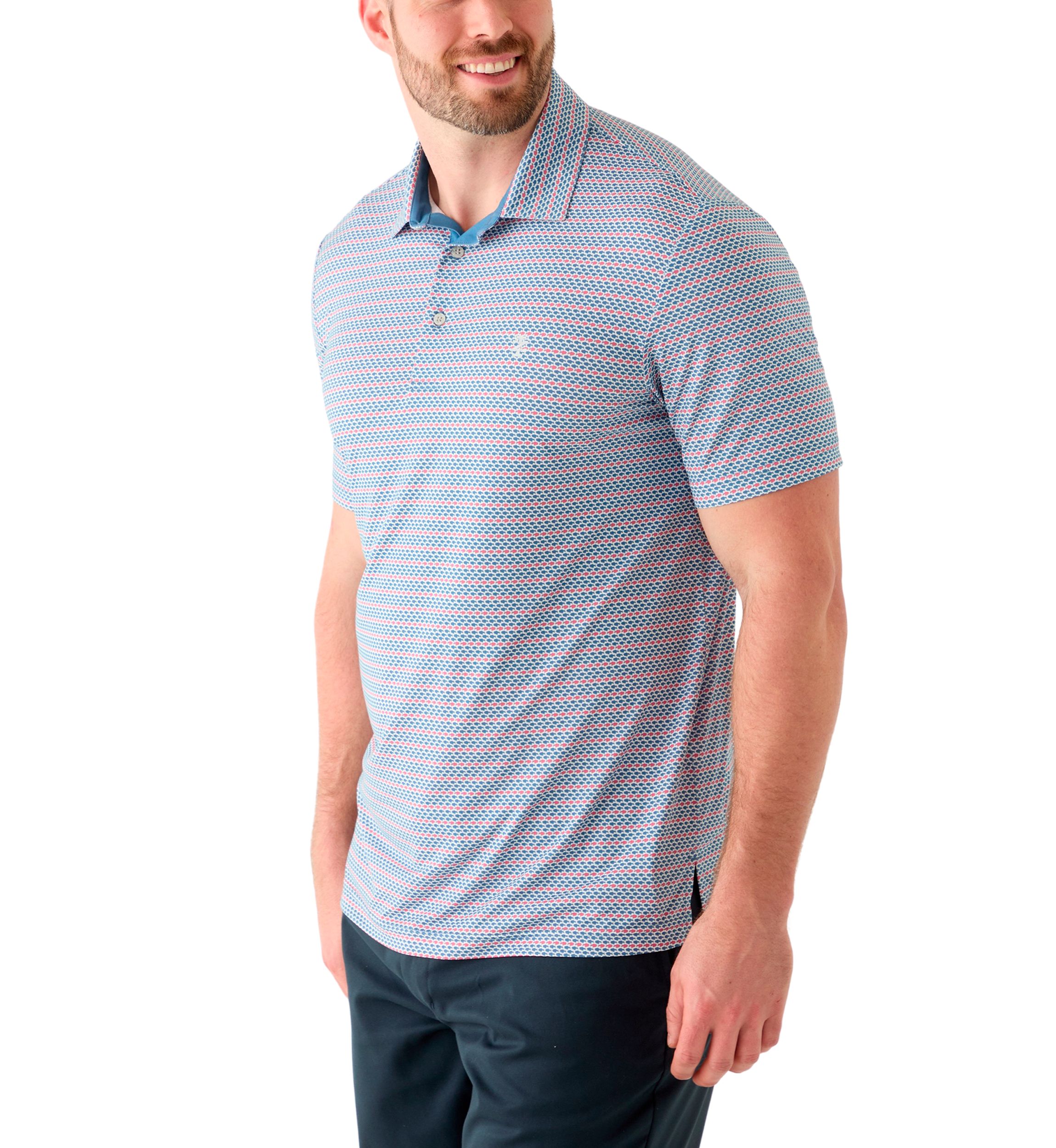 Big & Tall Short Sleeve Swingflex Fish Print Polo Shirt
