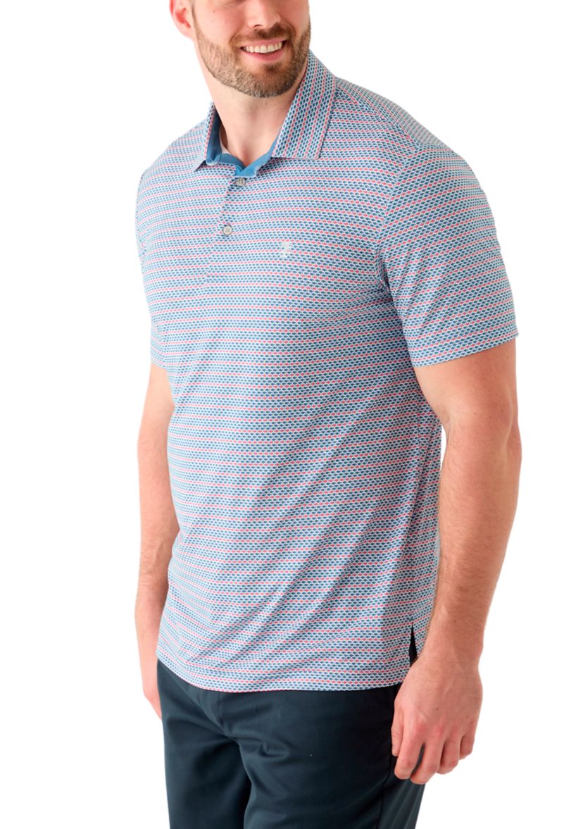 Big & Tall Short Sleeve Swingflex Fish Print Polo Shirt