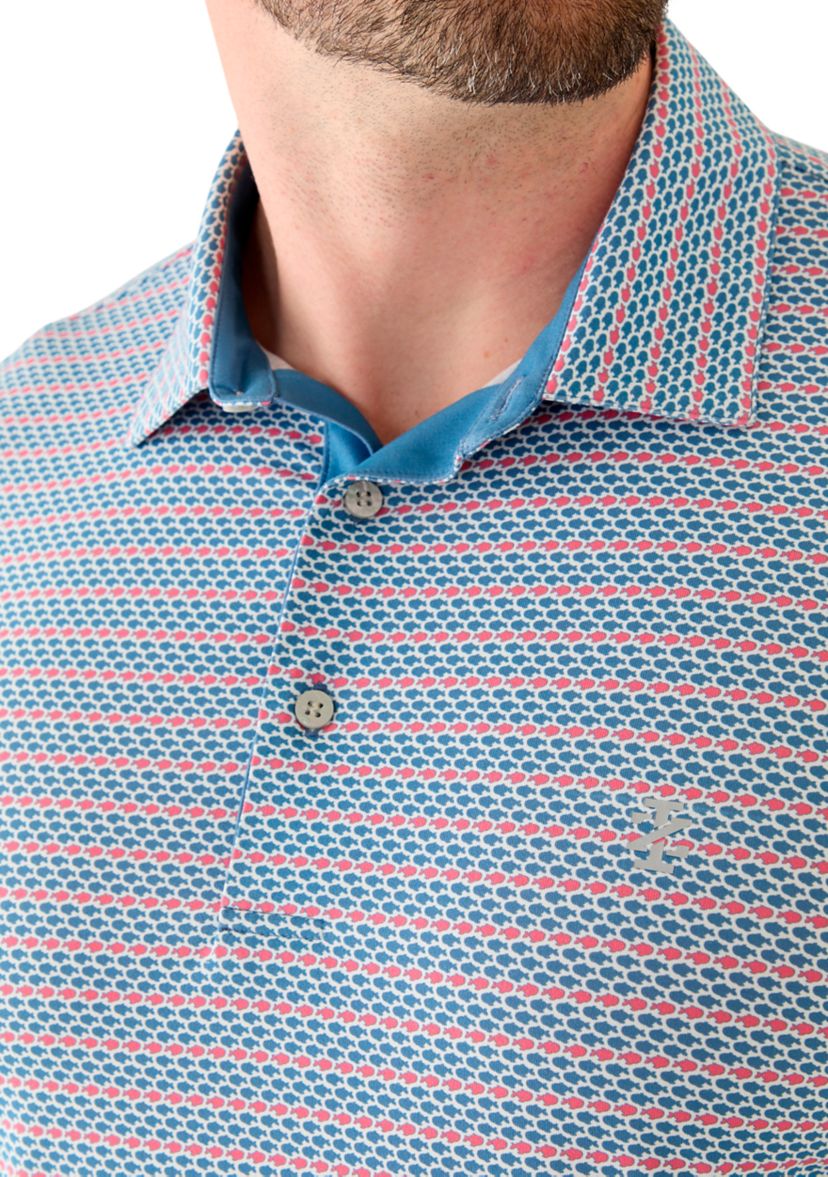 Big & Tall Short Sleeve Swingflex Fish Print Polo Shirt
